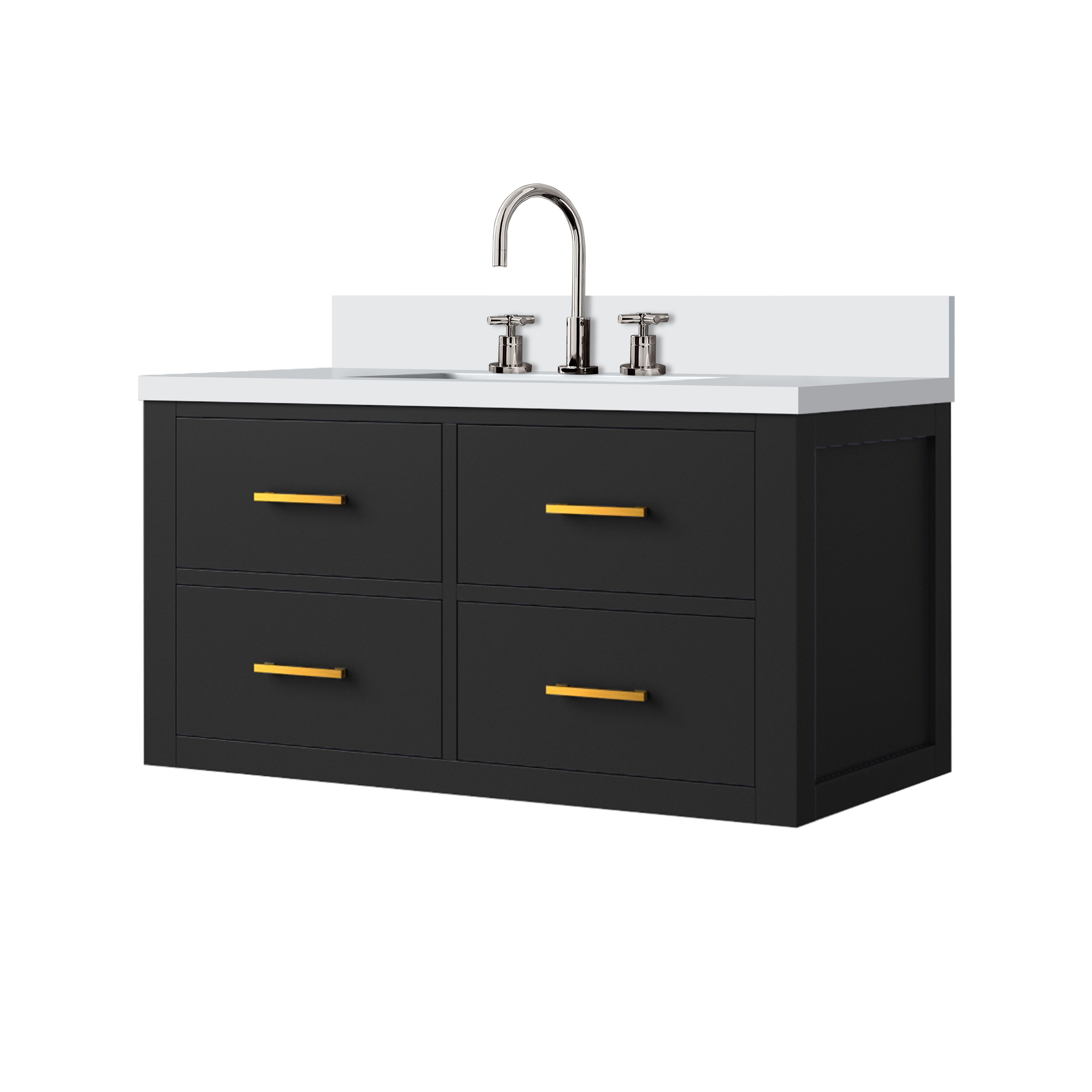 Castor 36 in W x 22 in D Black Double Bath Vanity