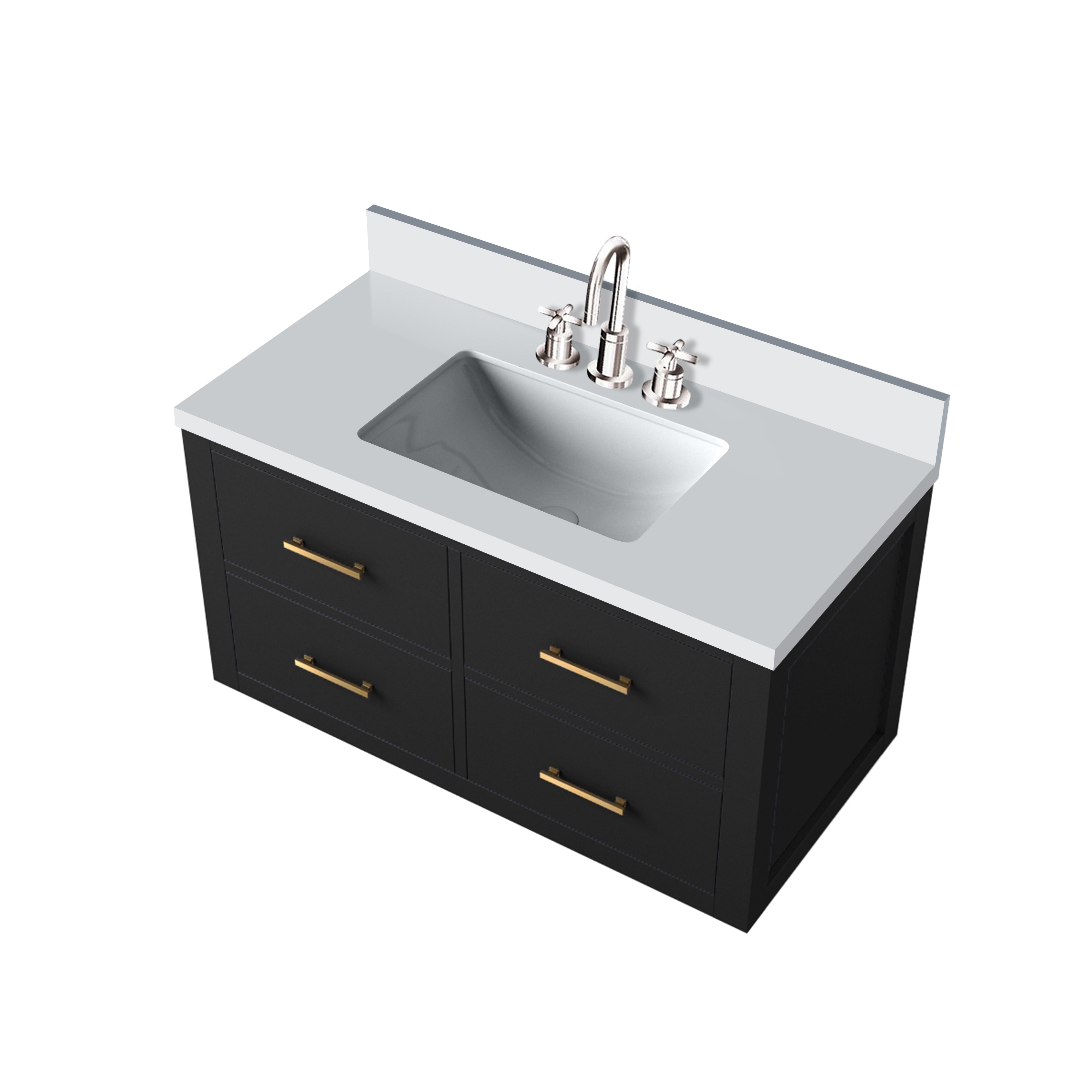 Castor 36 in W x 22 in D Black Double Bath Vanity