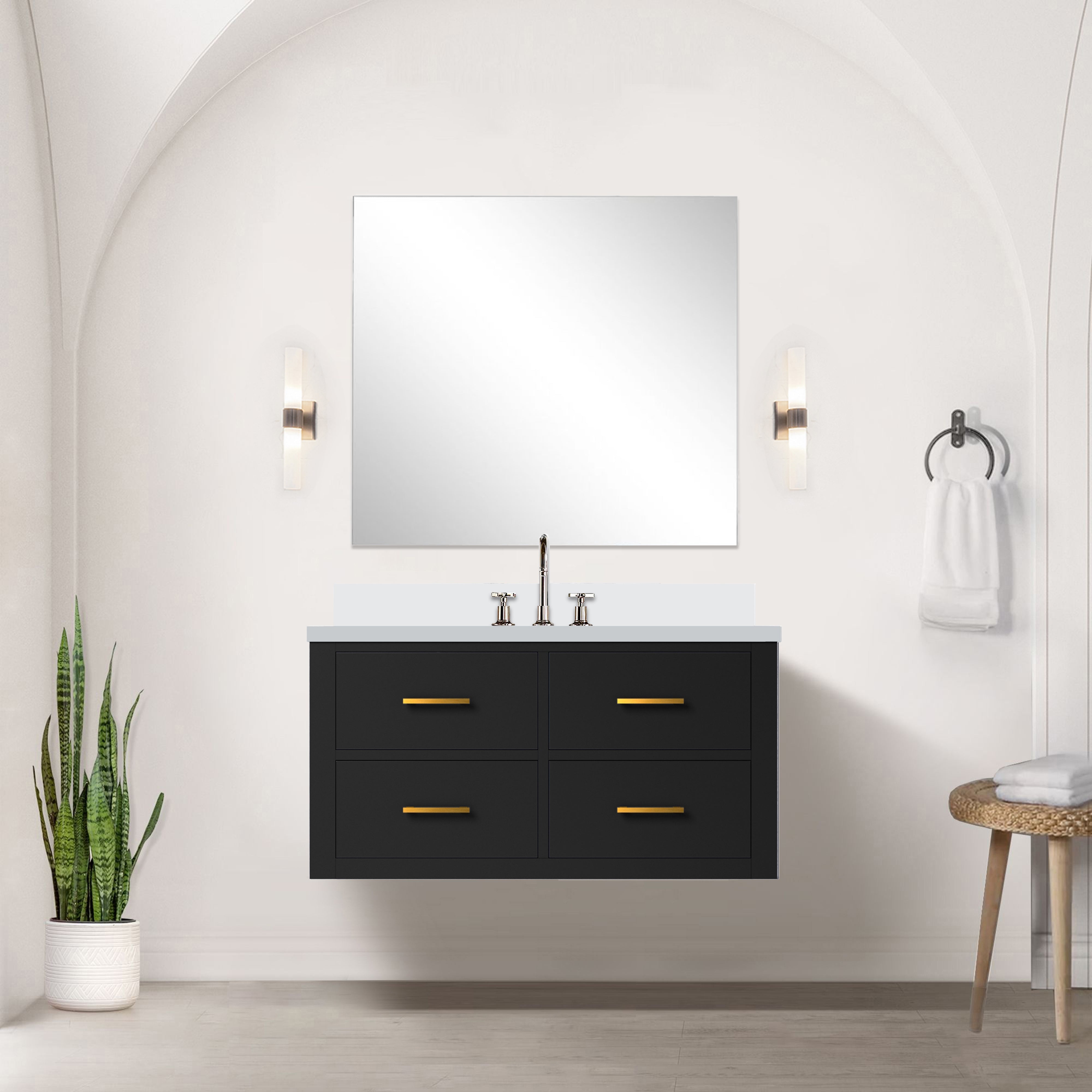Castor 36 in W x 22 in D Black Single Bath Vanity