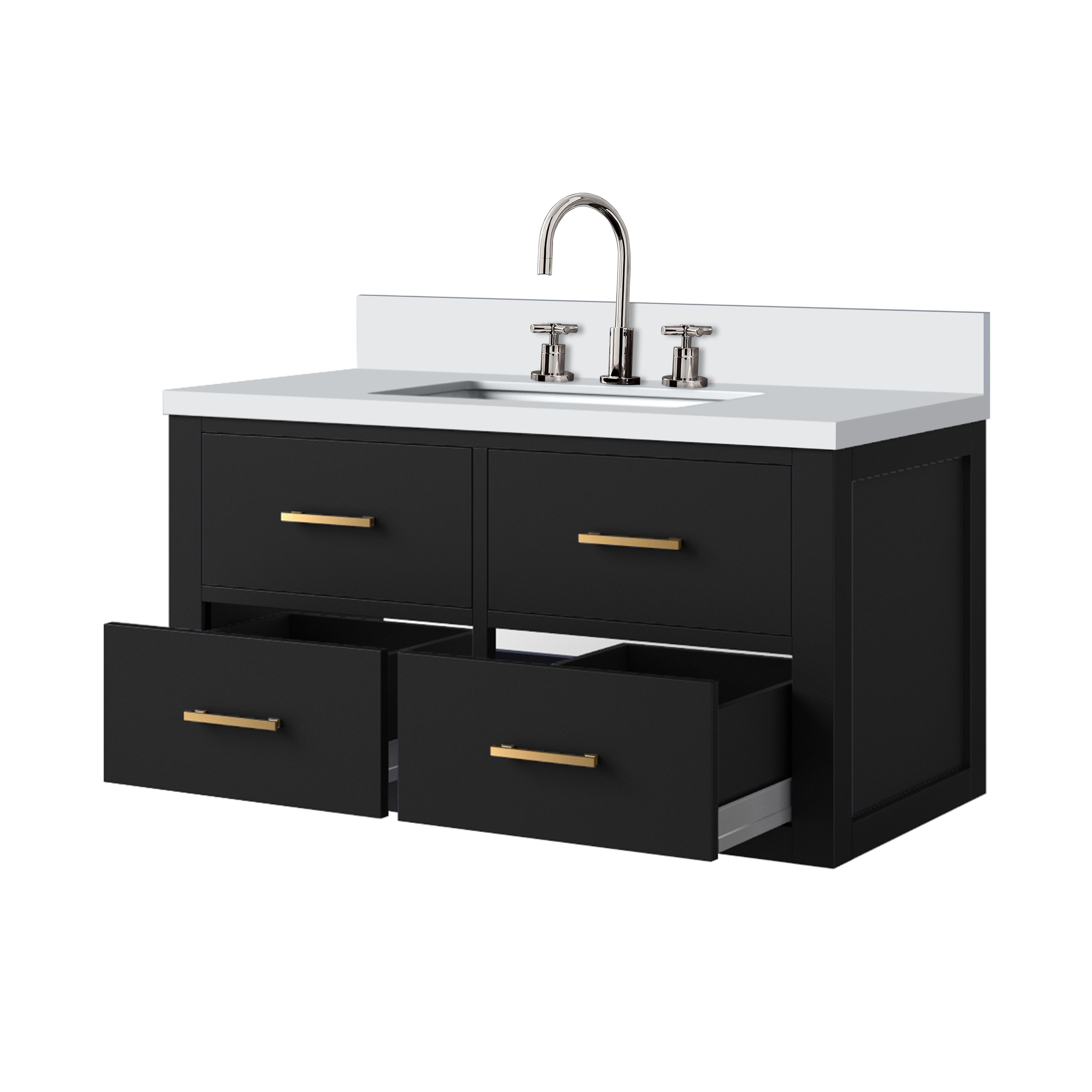 Castor 36 in W x 22 in D Black Double Bath Vanity