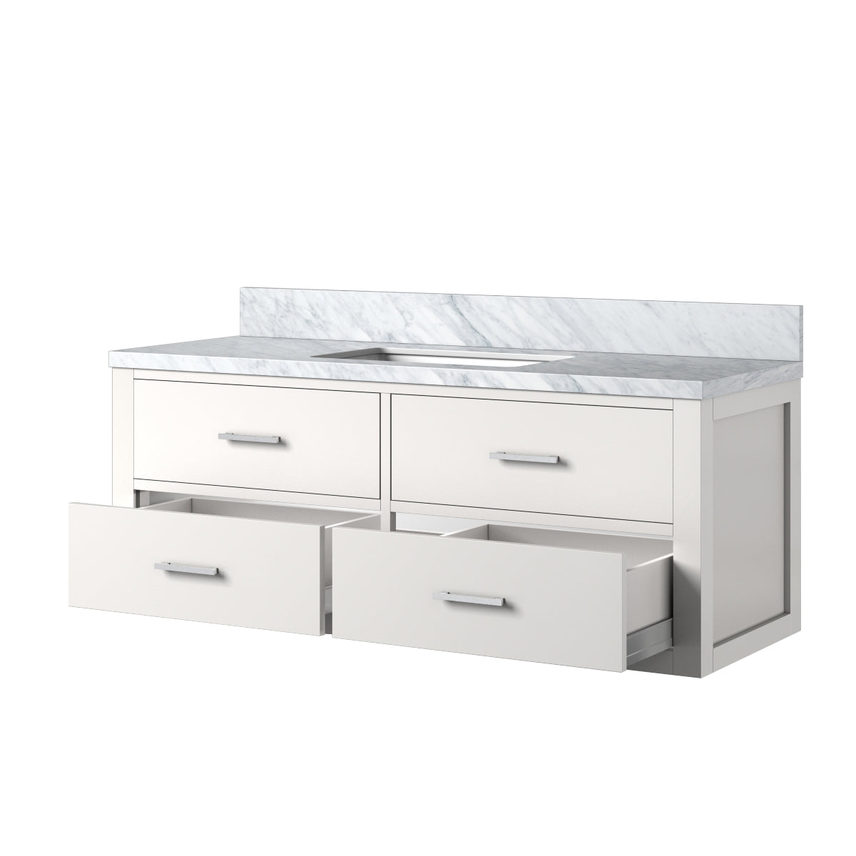 Castor 48 in W x 22 in D White Double Bath Vanity