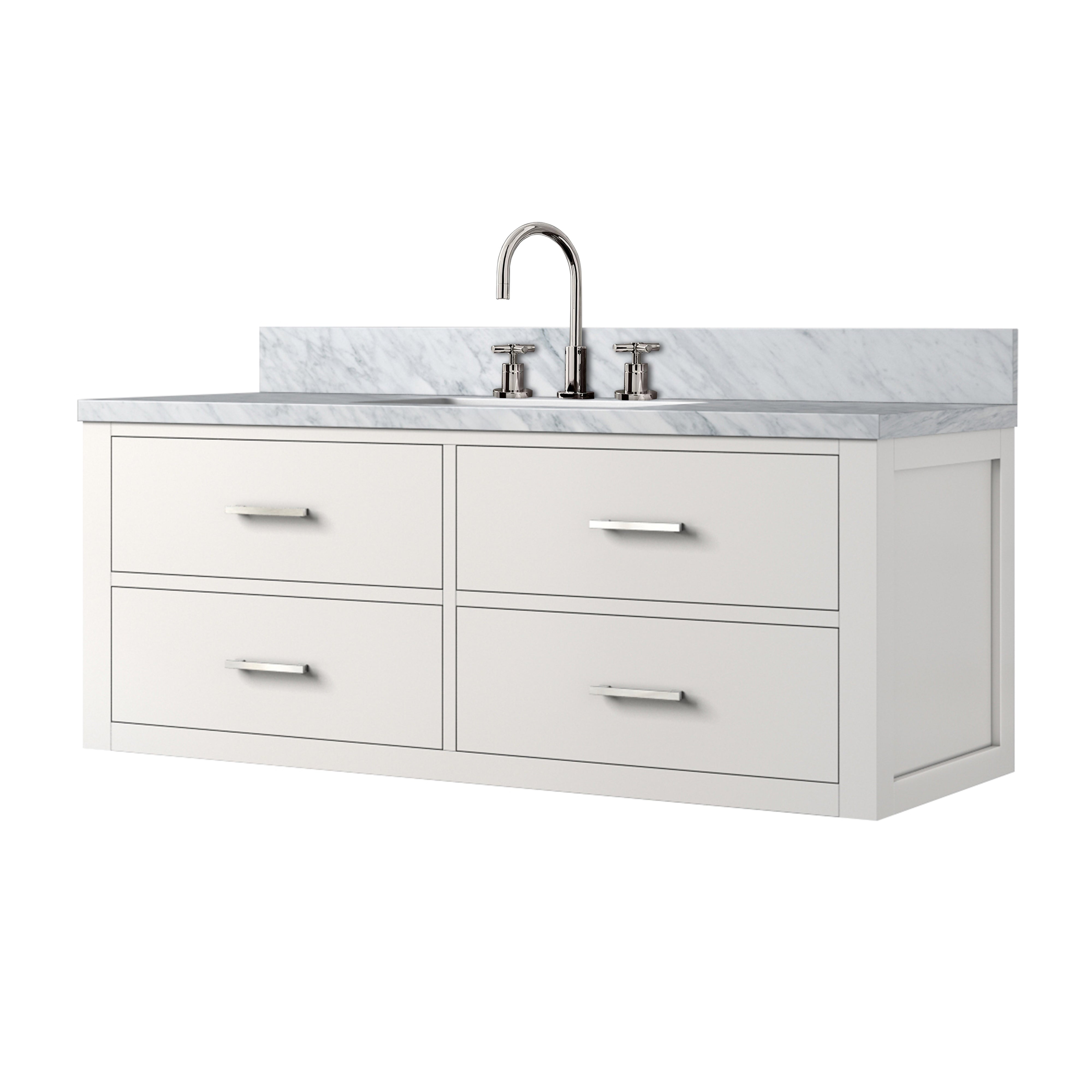 Castor 48 in W x 22 in D White Double Bath Vanity