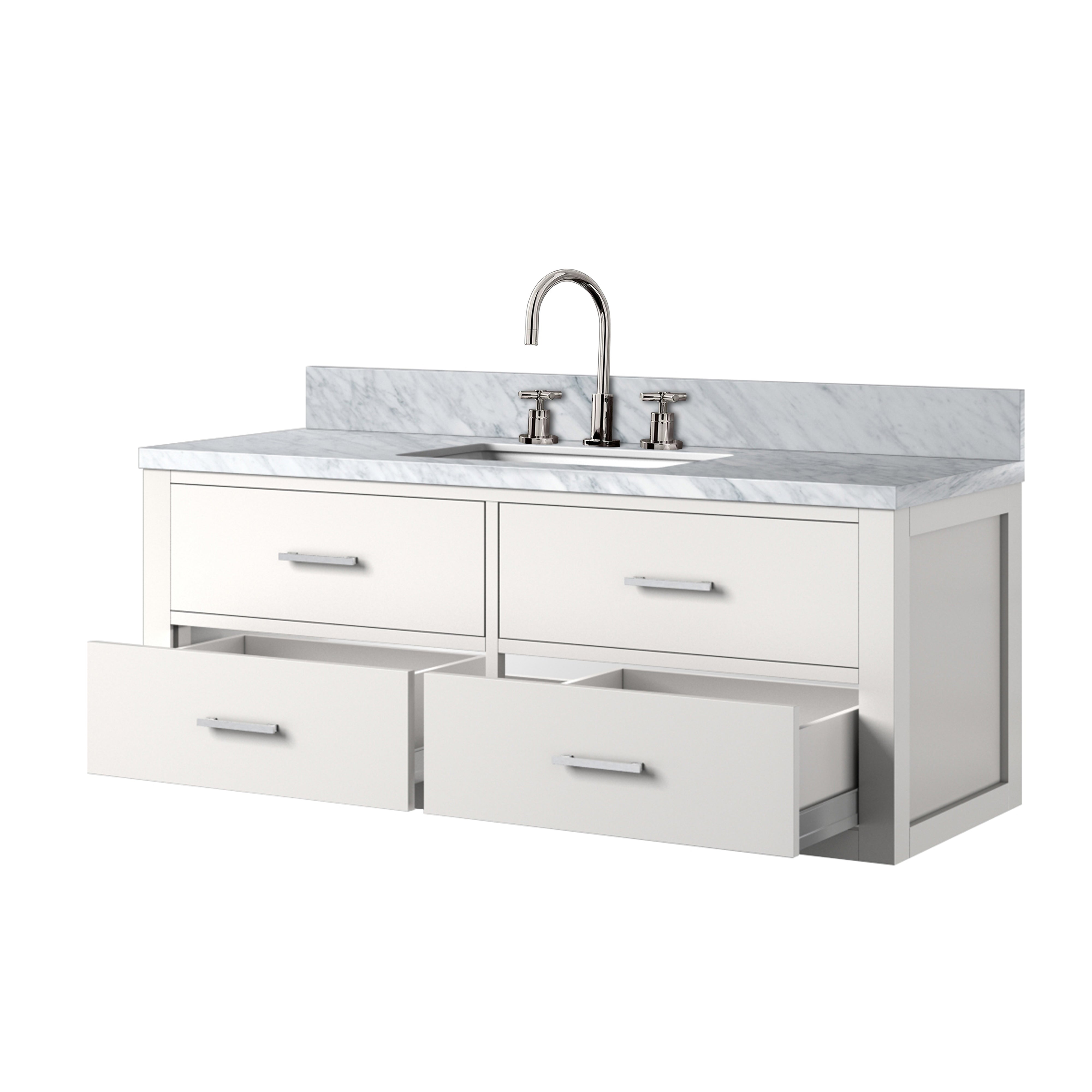 Castor 48 in W x 22 in D White Double Bath Vanity