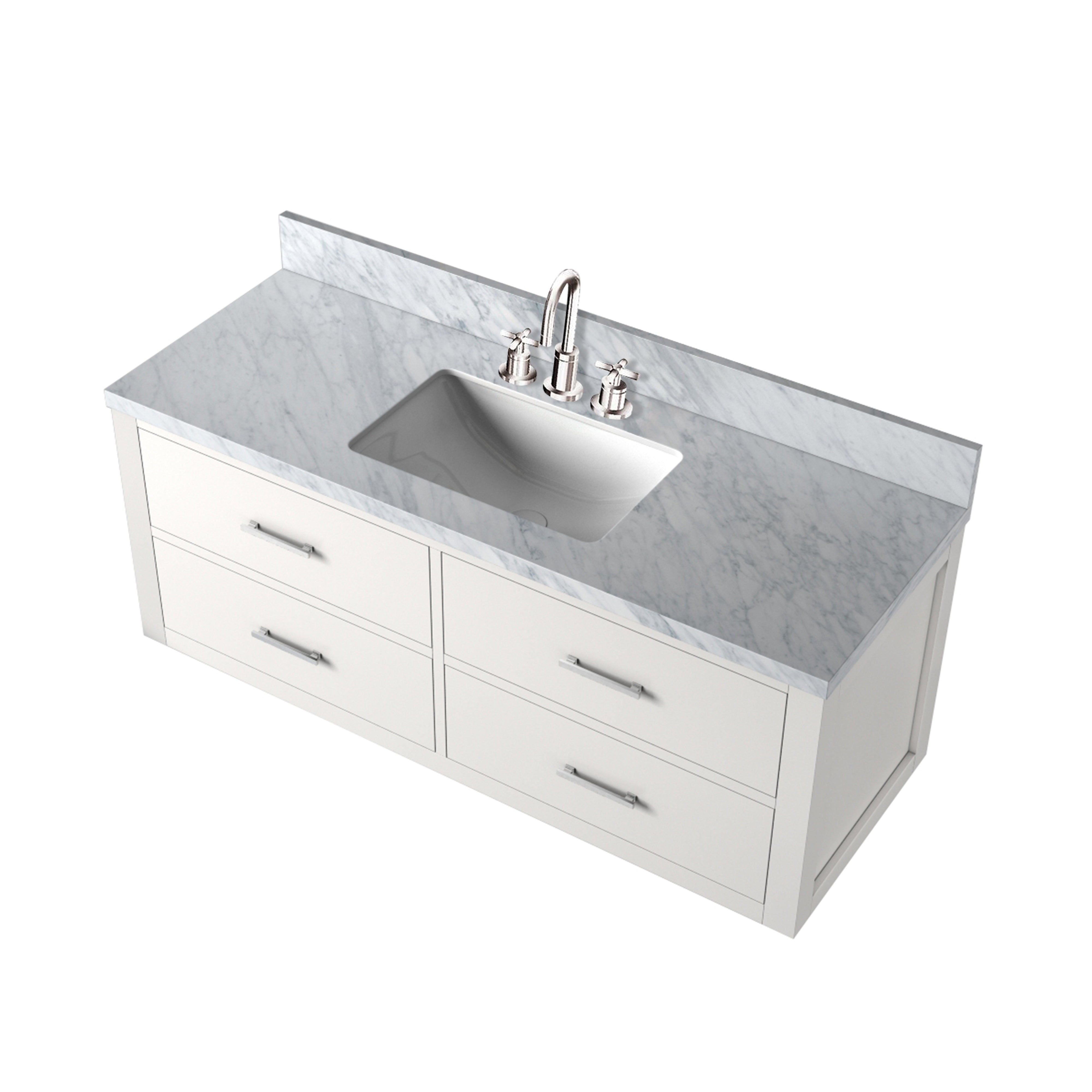 Castor 48 in W x 22 in D White Double Bath Vanity