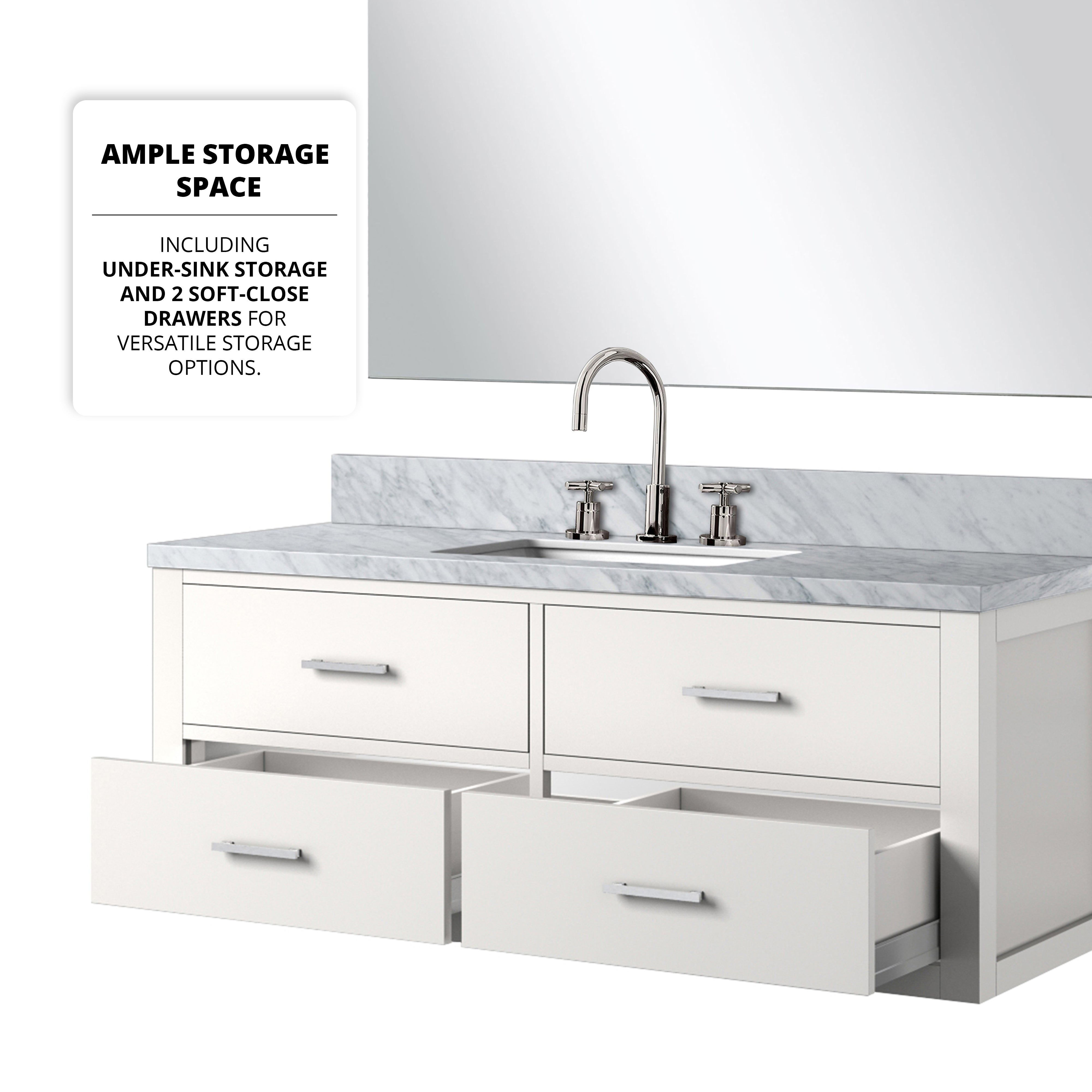 Castor 48 in W x 22 in D White Single Bath Vanity