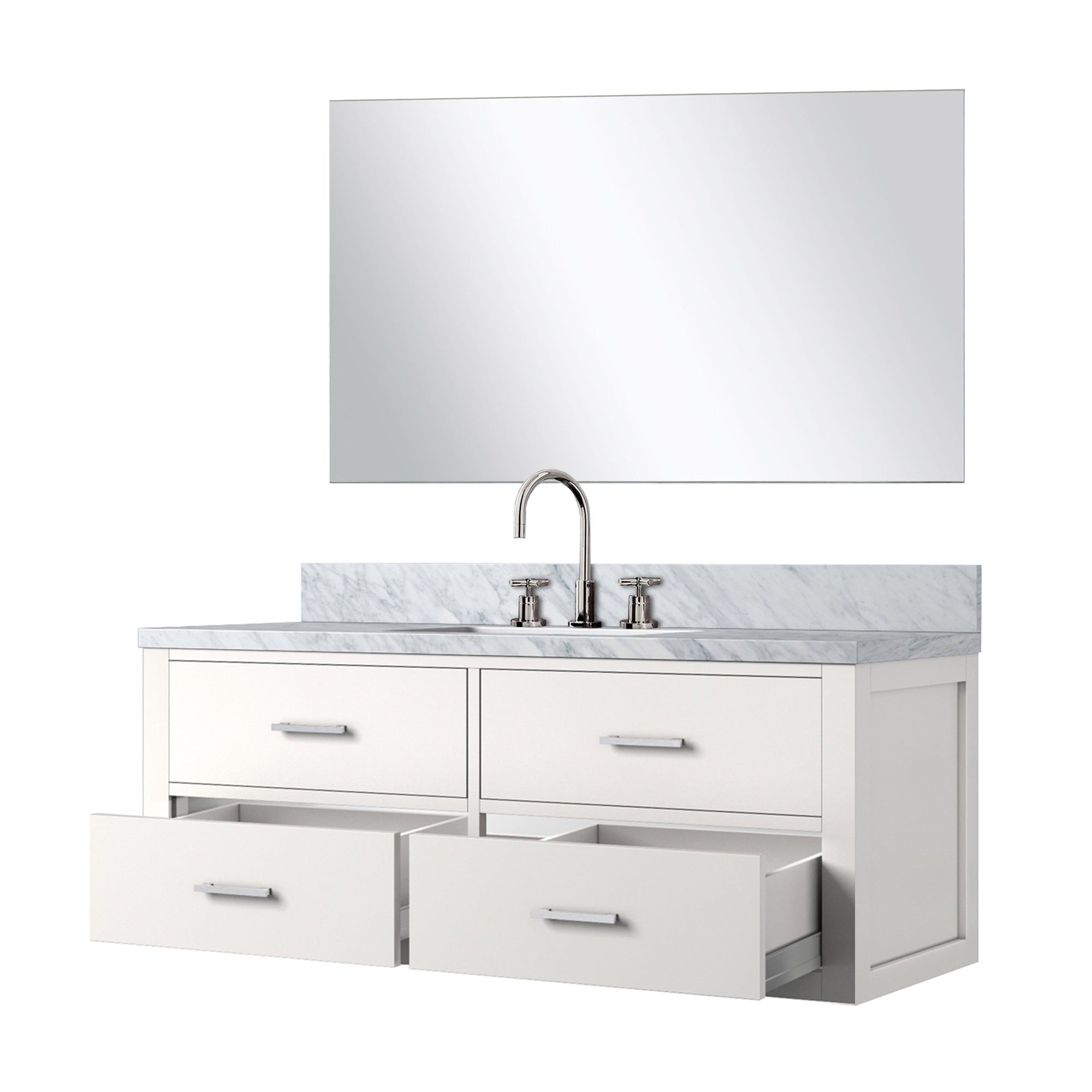 Castor 48 in W x 22 in D White Single Bath Vanity