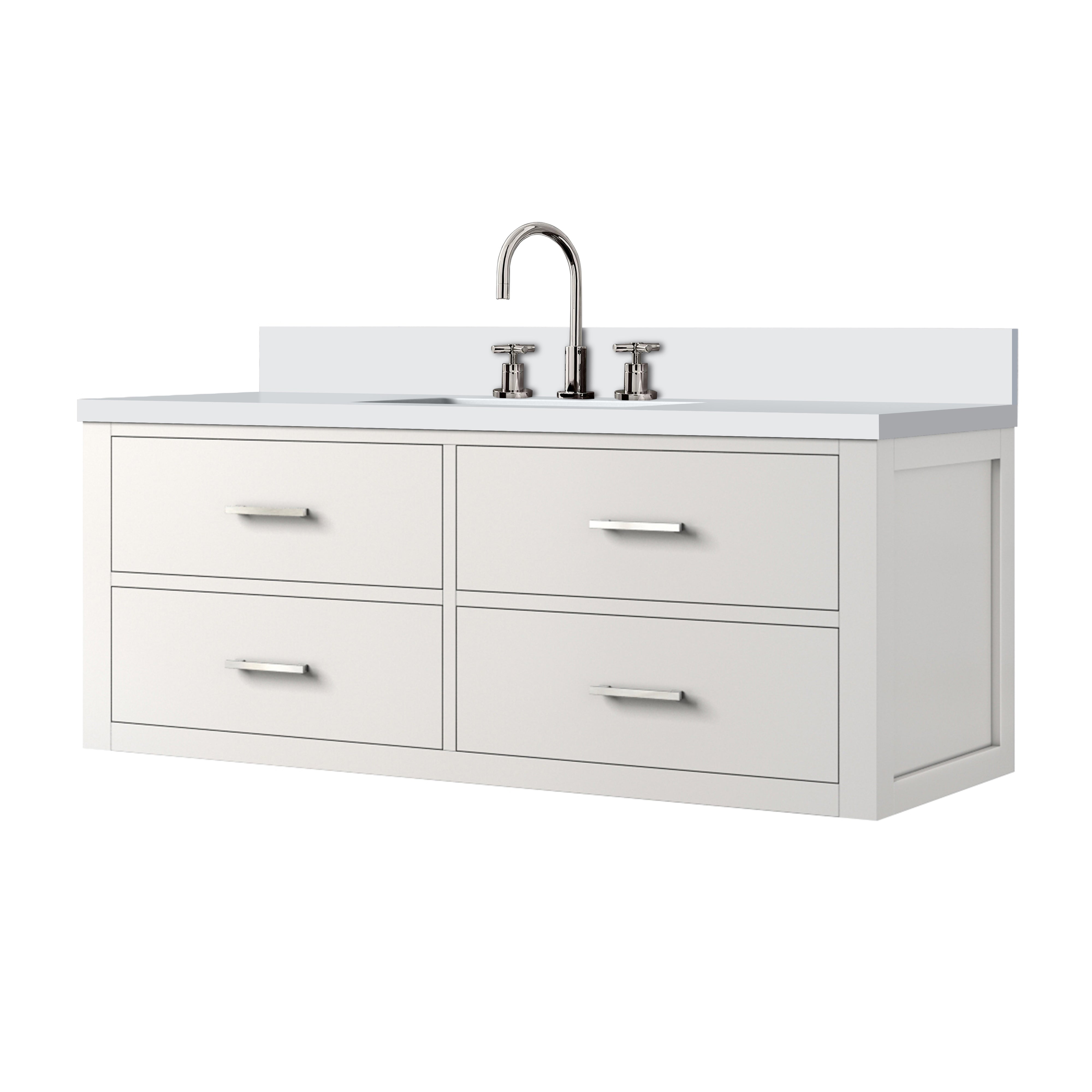 Castor 48 in W x 22 in D White Double Bath Vanity