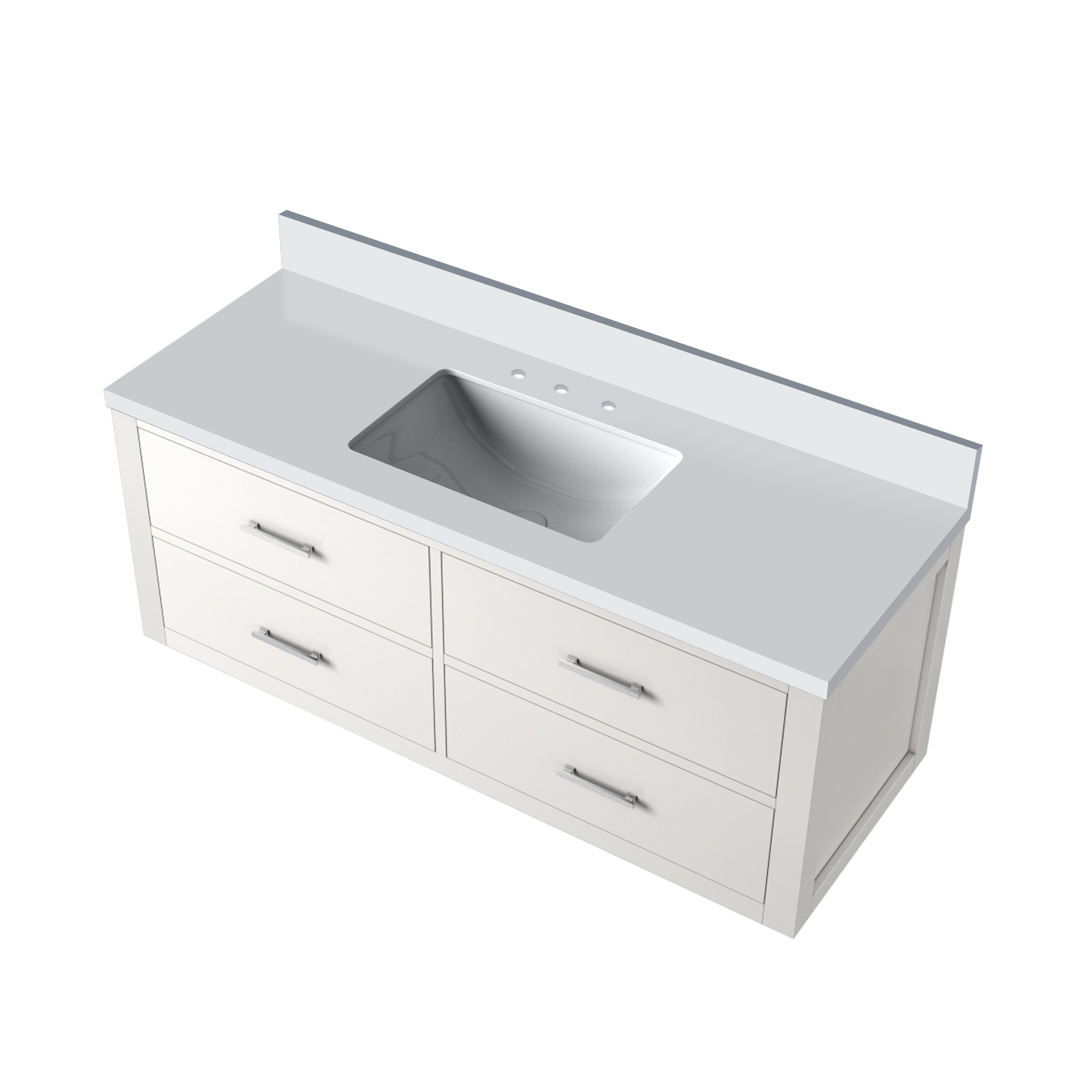 Castor 48 in W x 22 in D White Double Bath Vanity