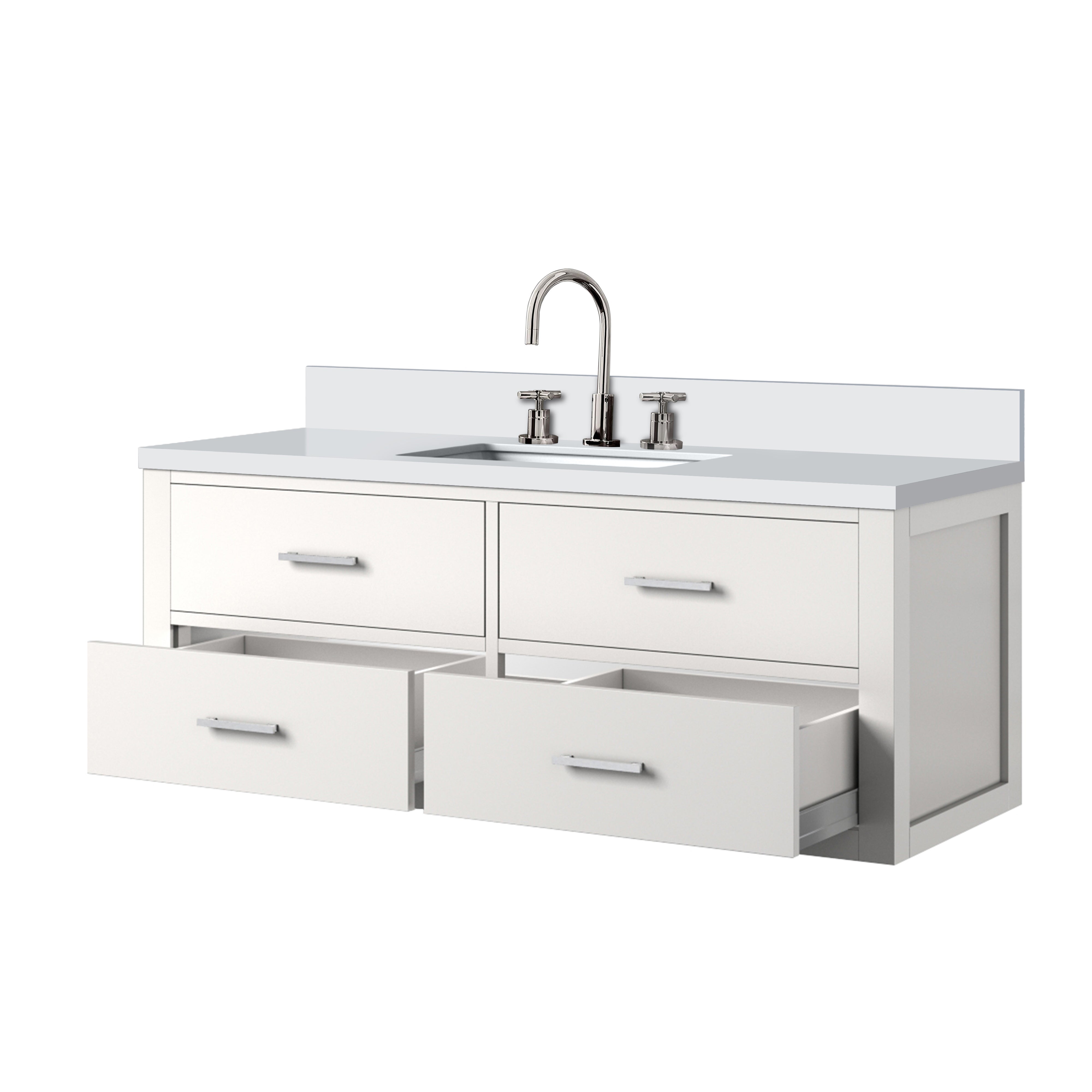 Castor 48 in W x 22 in D White Double Bath Vanity