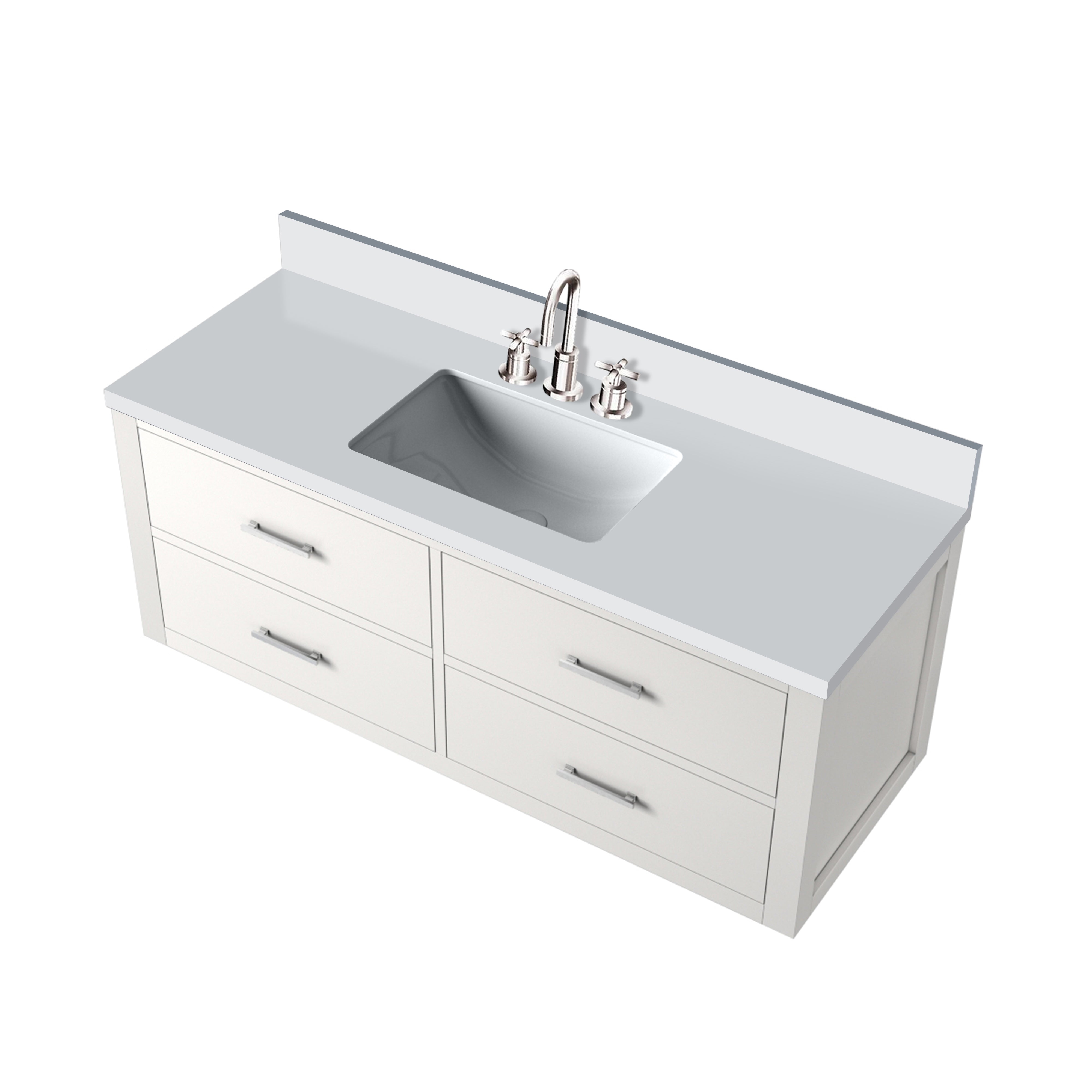 Castor 48 in W x 22 in D White Double Bath Vanity