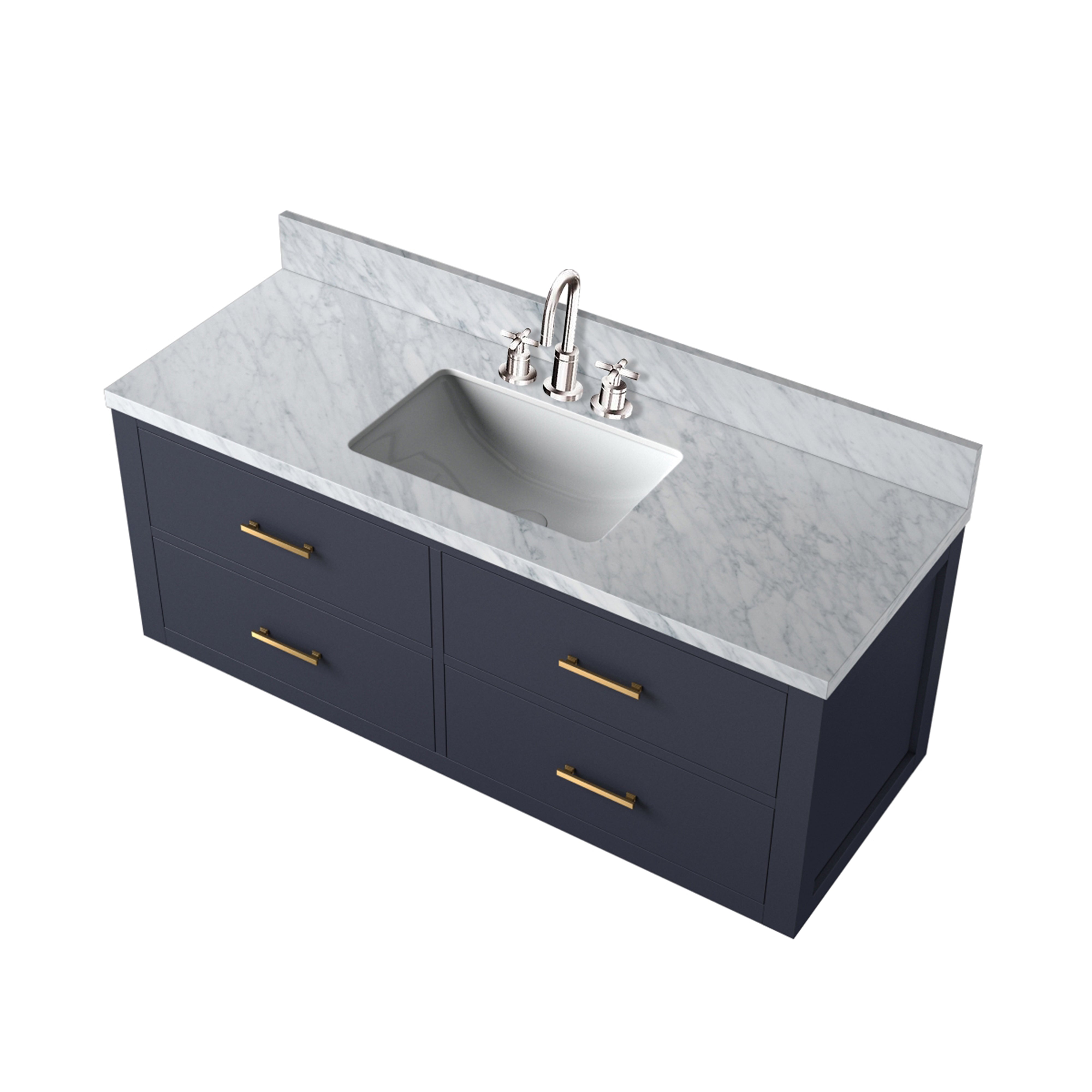 Castor 48 in W x 22 in D Blue Double Bath Vanity