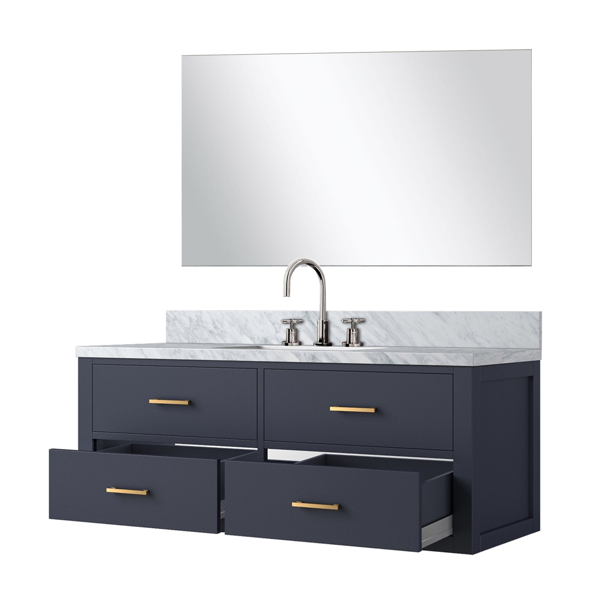 Castor 48 in W x 22 in D Blue Single Bath Vanity