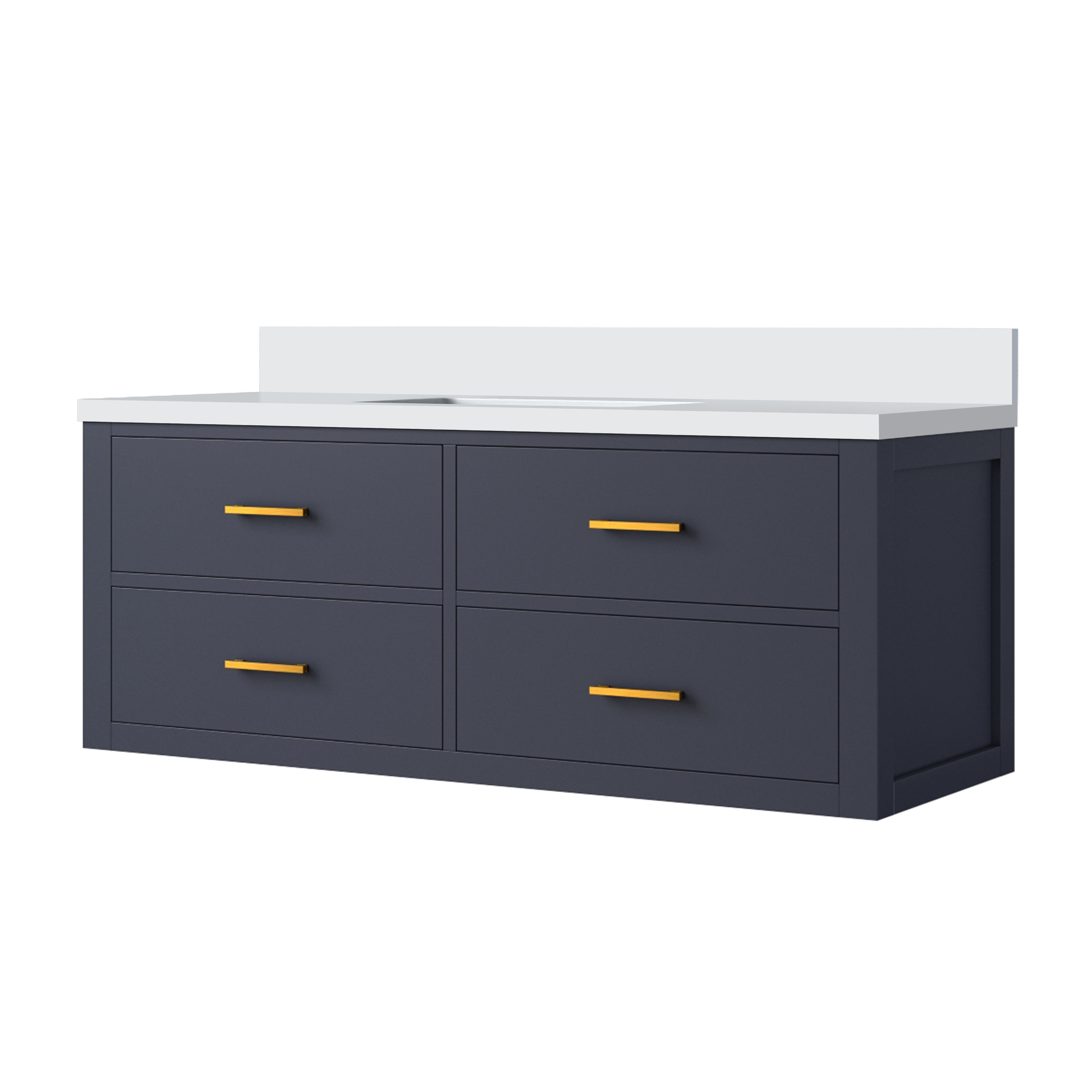 Castor 48 in W x 22 in D Blue Double Bath Vanity