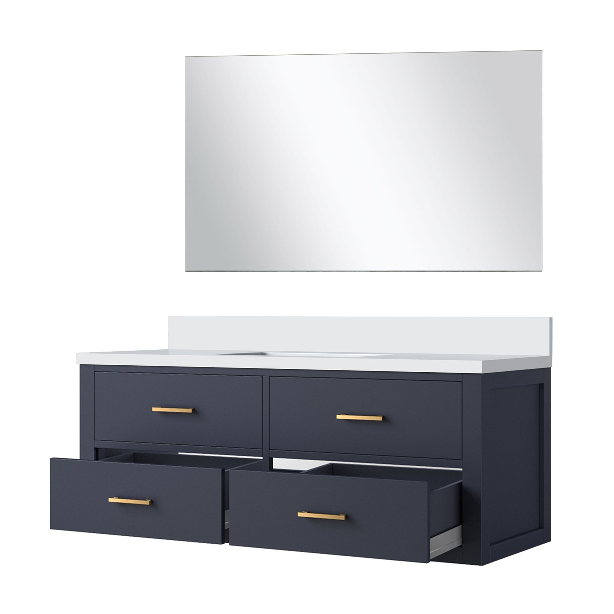 Castor 48 in W x 22 in D Blue Single Bath Vanity