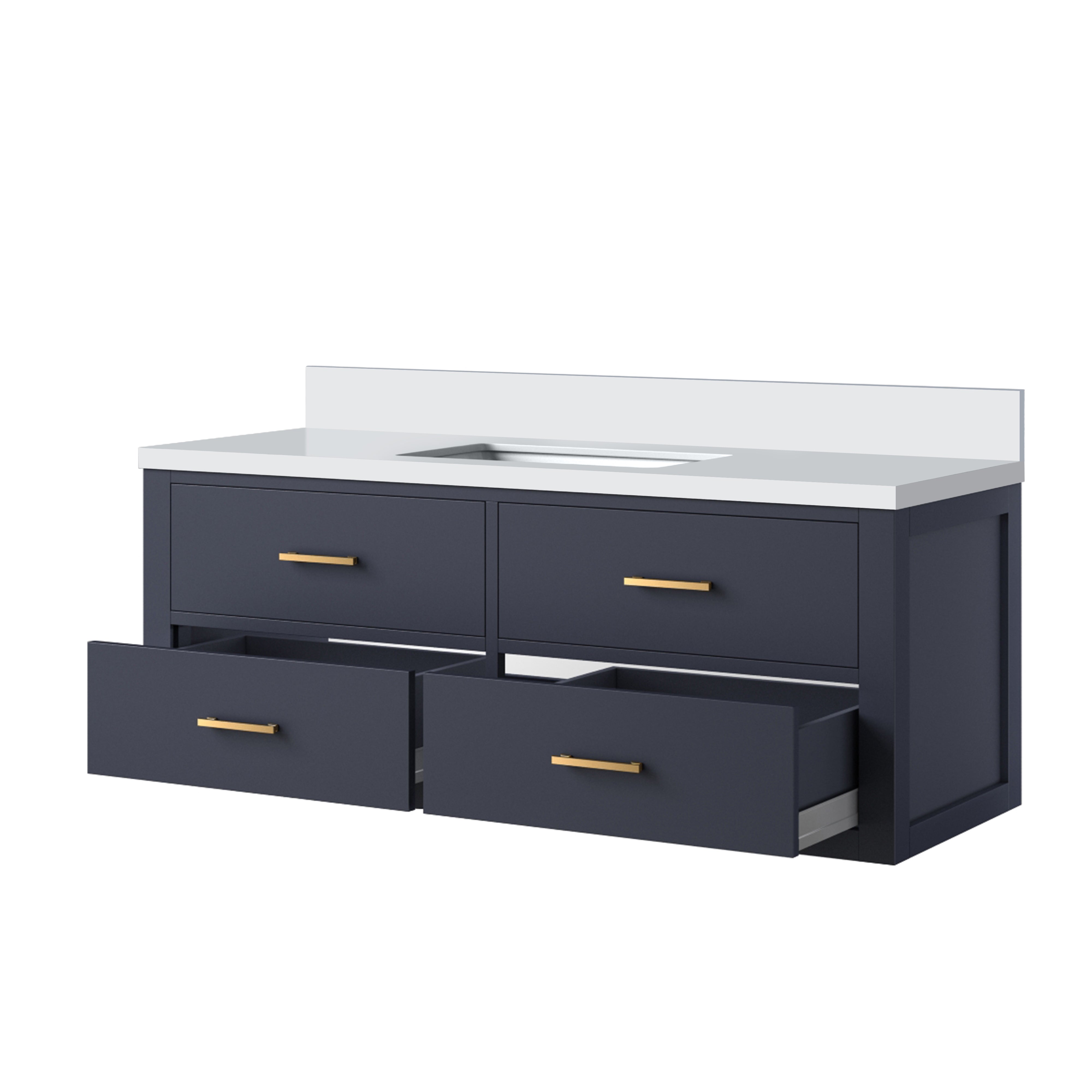 Castor 48 in W x 22 in D Blue Double Bath Vanity