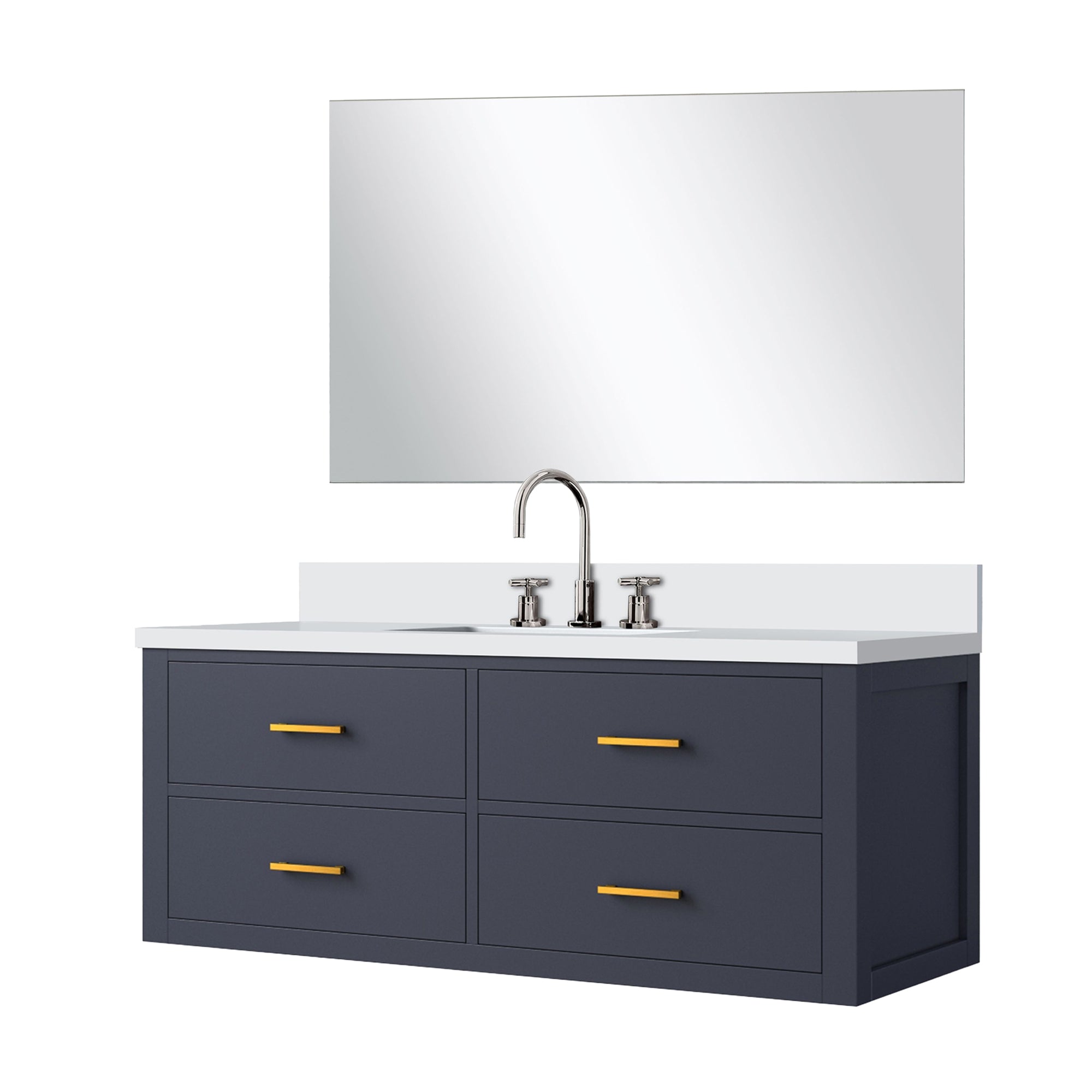 Castor 48 in W x 22 in D Blue Single Bath Vanity