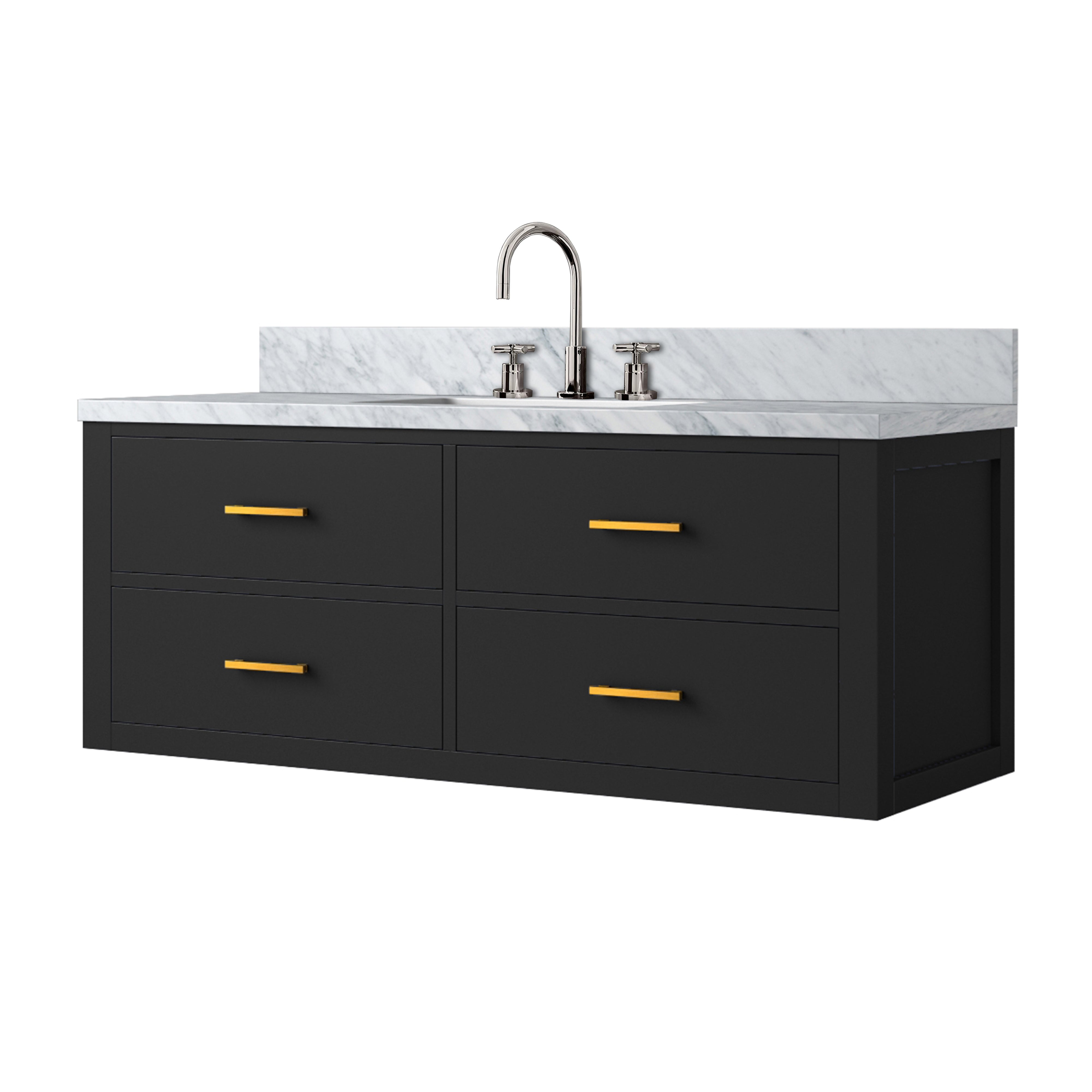 Castor 48 in W x 22 in D Black Double Bath Vanity