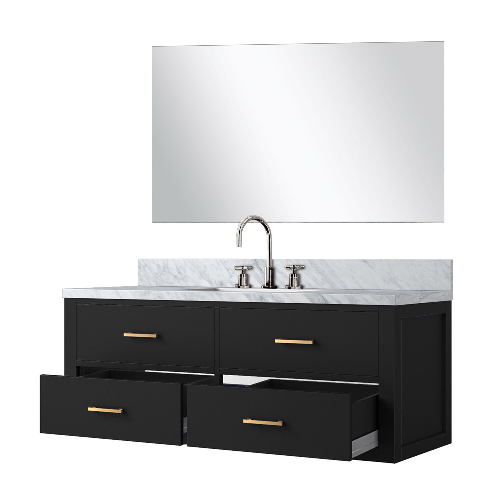 Castor 48 in W x 22 in D Black Single Bath Vanity