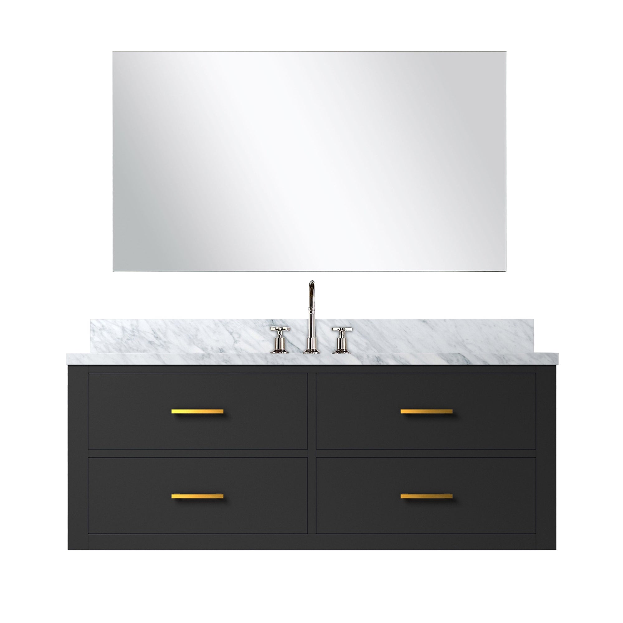 Castor 48 in W x 22 in D Black Single Bath Vanity