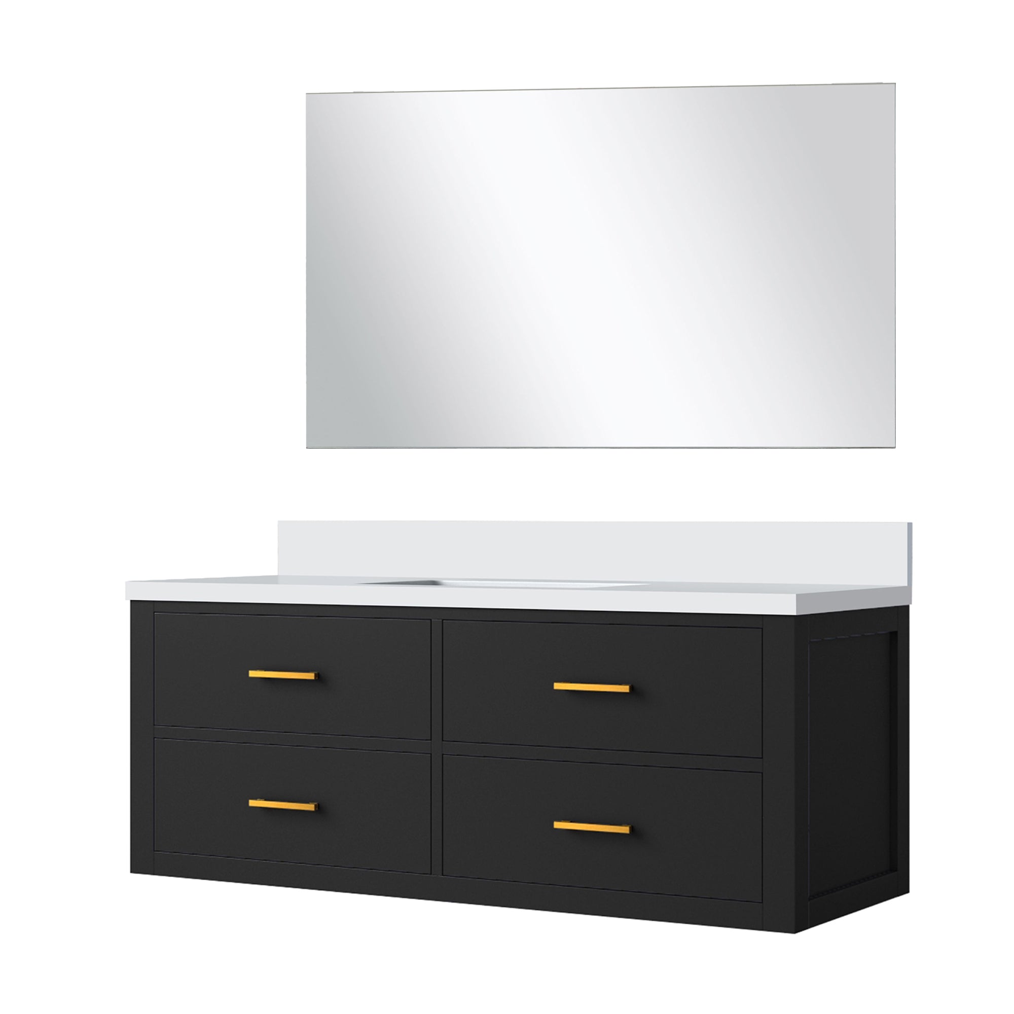 Castor 48 in W x 22 in D Black Single Bath Vanity