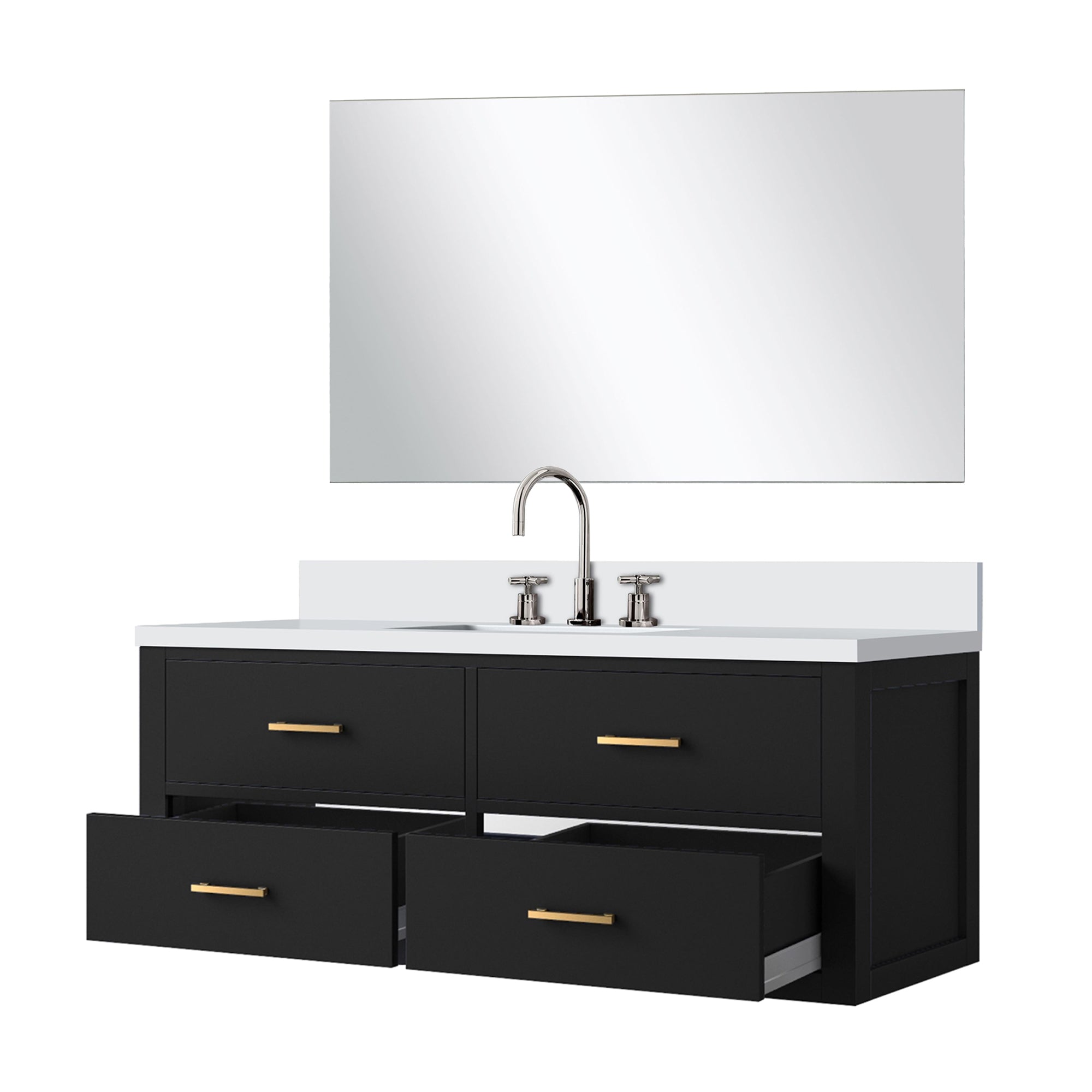 Castor 48 in W x 22 in D Black Single Bath Vanity