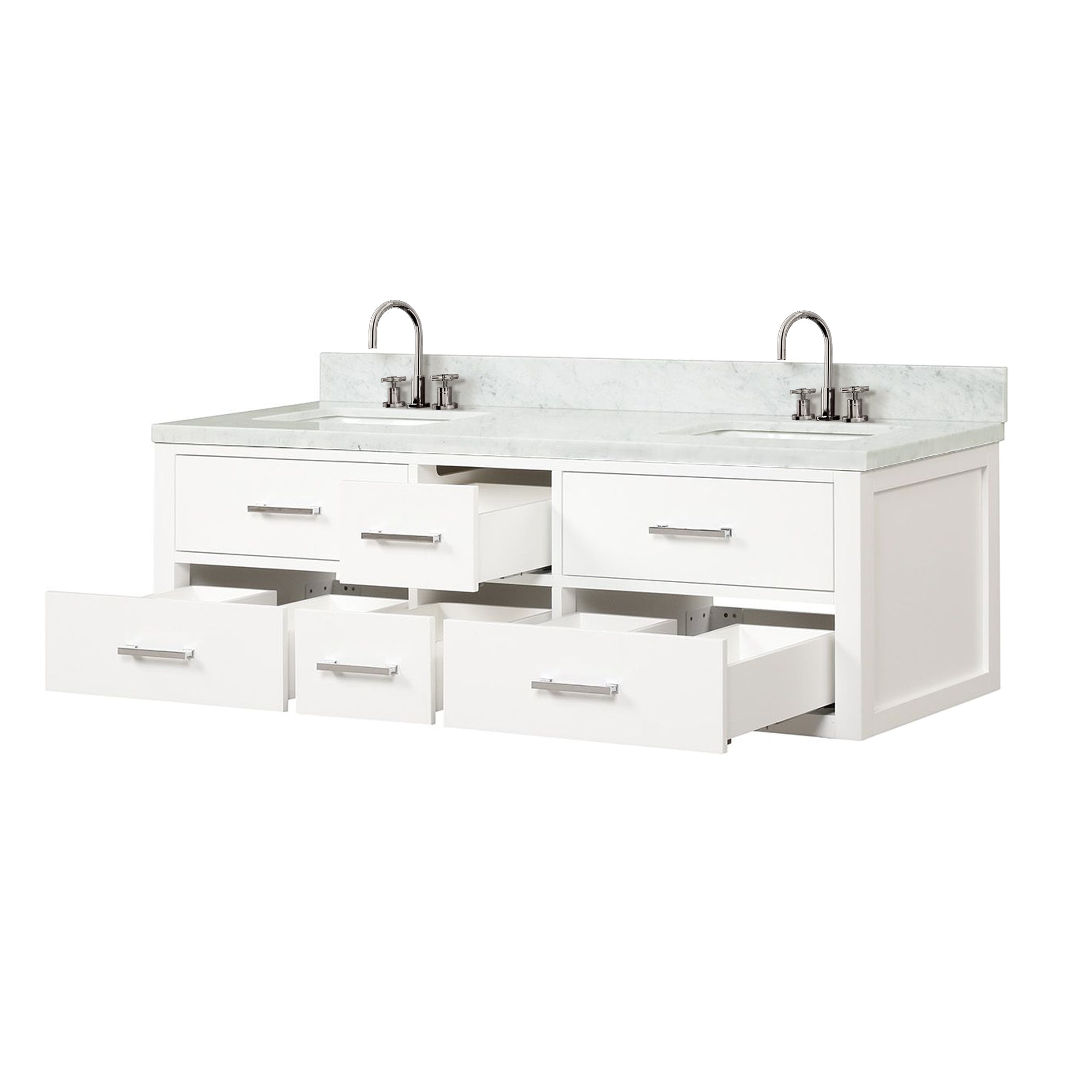 Castor 60 in W x 22 in D White Double Bath Vanity