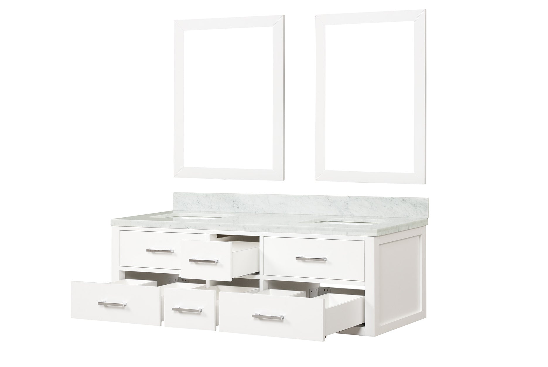 Castor 60 in W x 22 in D White Double Bath Vanity