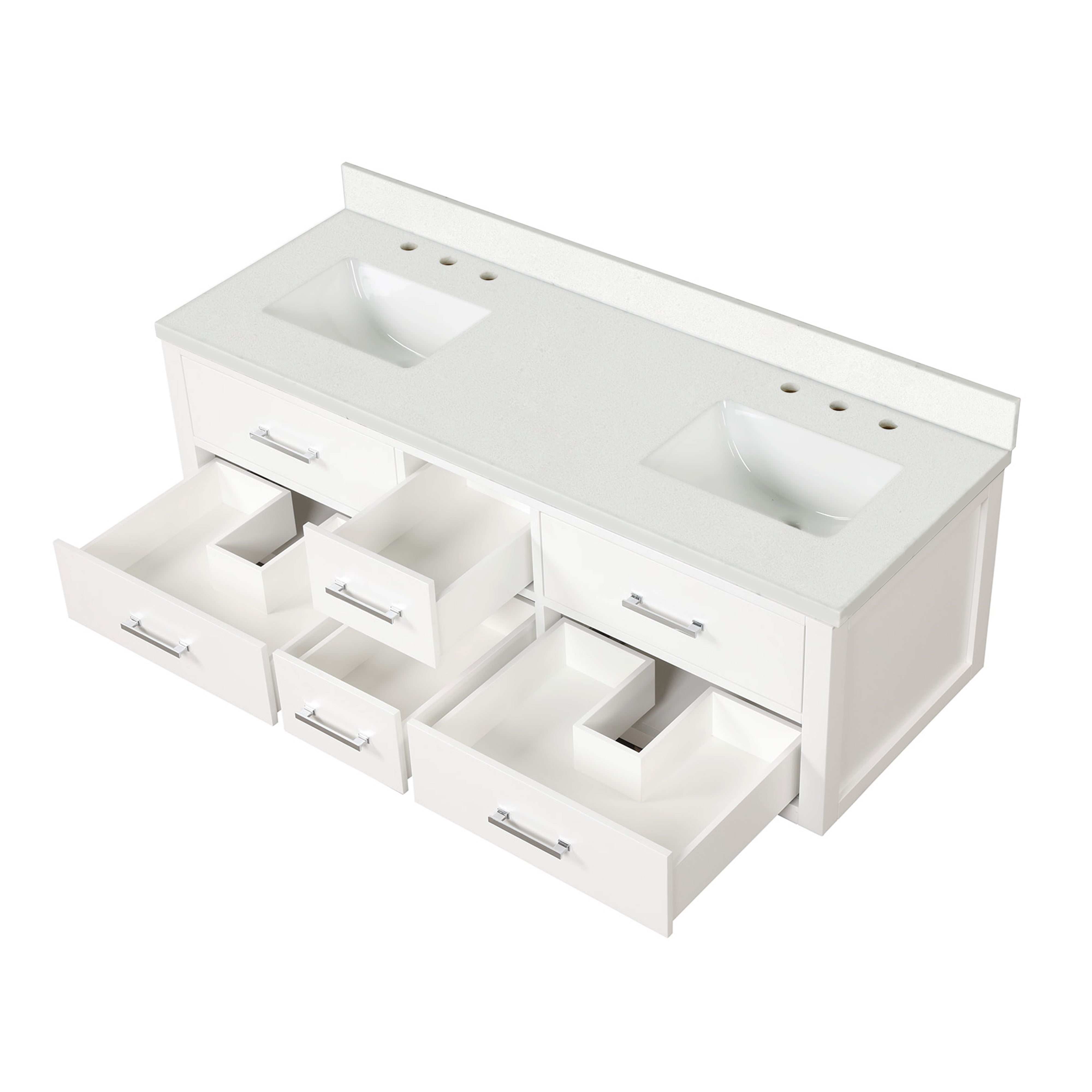 Castor 60 in W x 22 in D White Double Bath Vanity