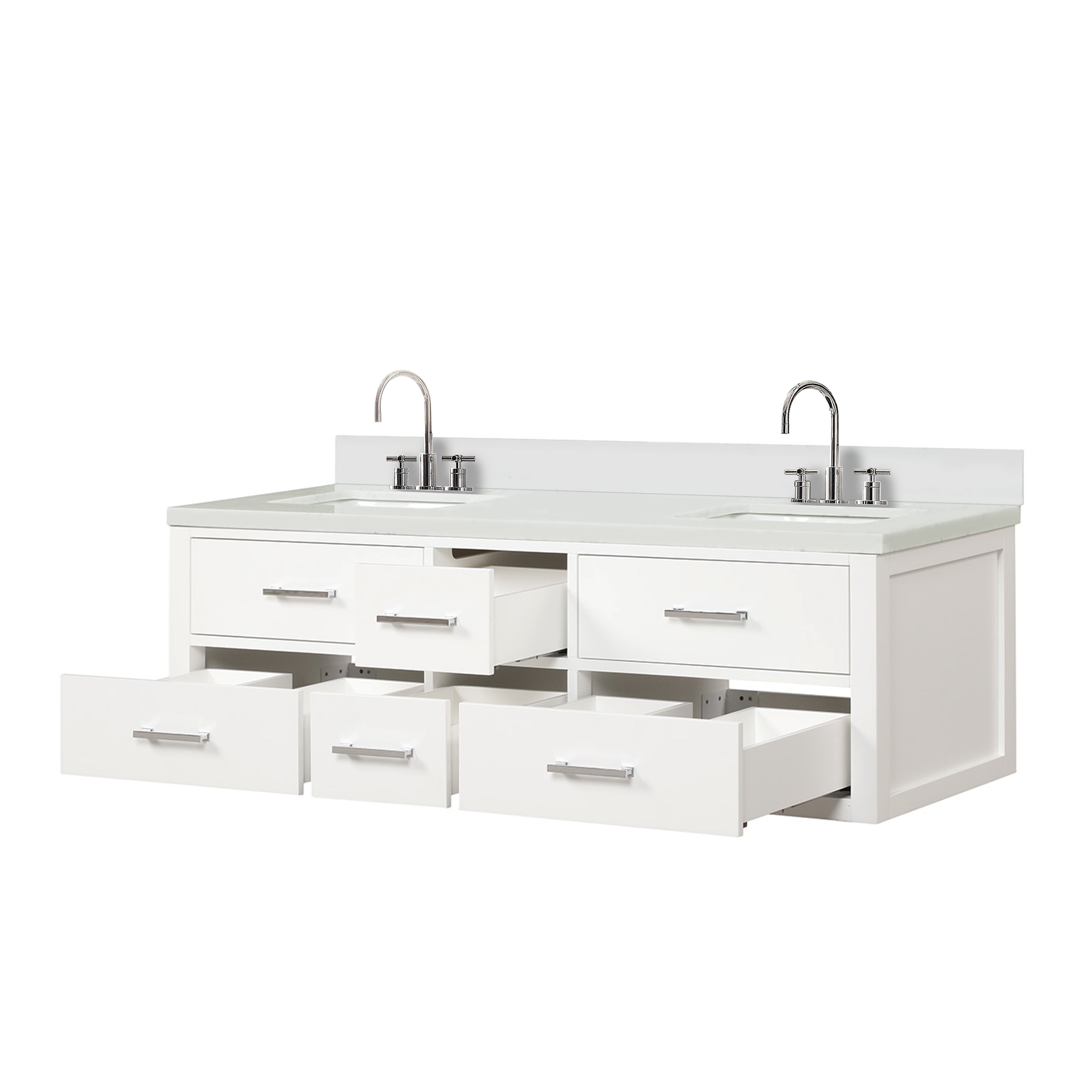 Castor 60 in W x 22 in D White Double Bath Vanity