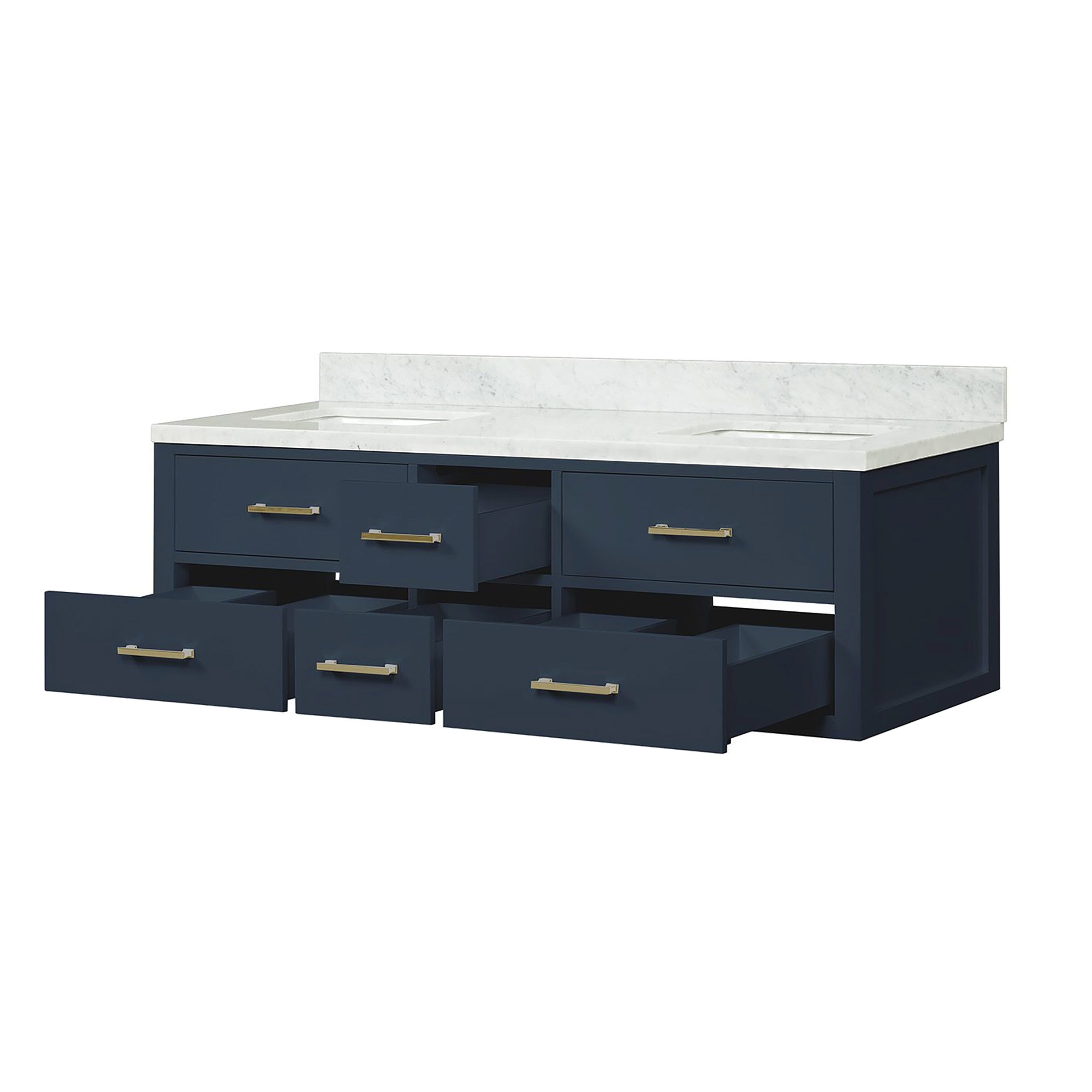 Castor 60 in W x 22 in D Blue Double Bath Vanity
