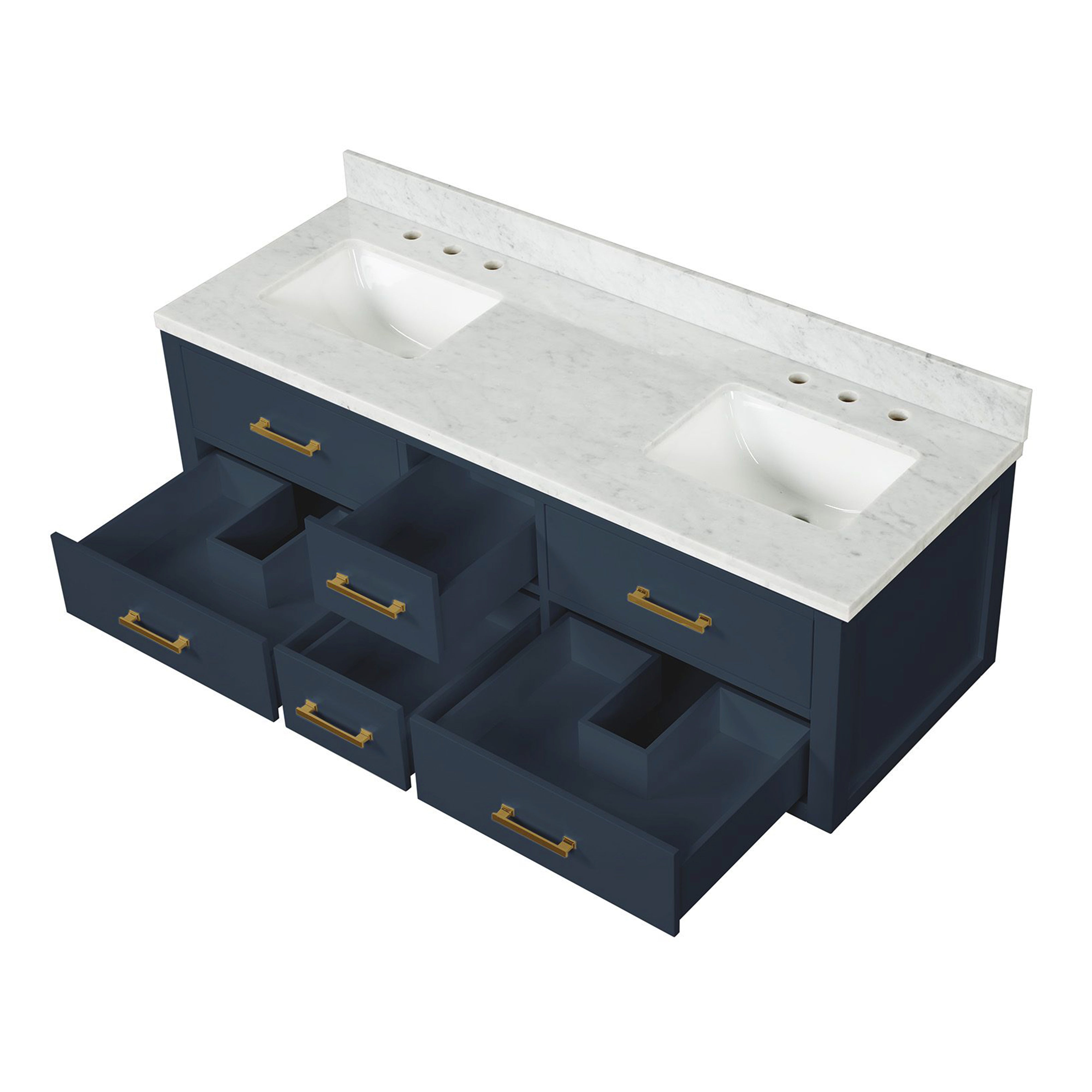 Castor 60 in W x 22 in D Blue Double Bath Vanity