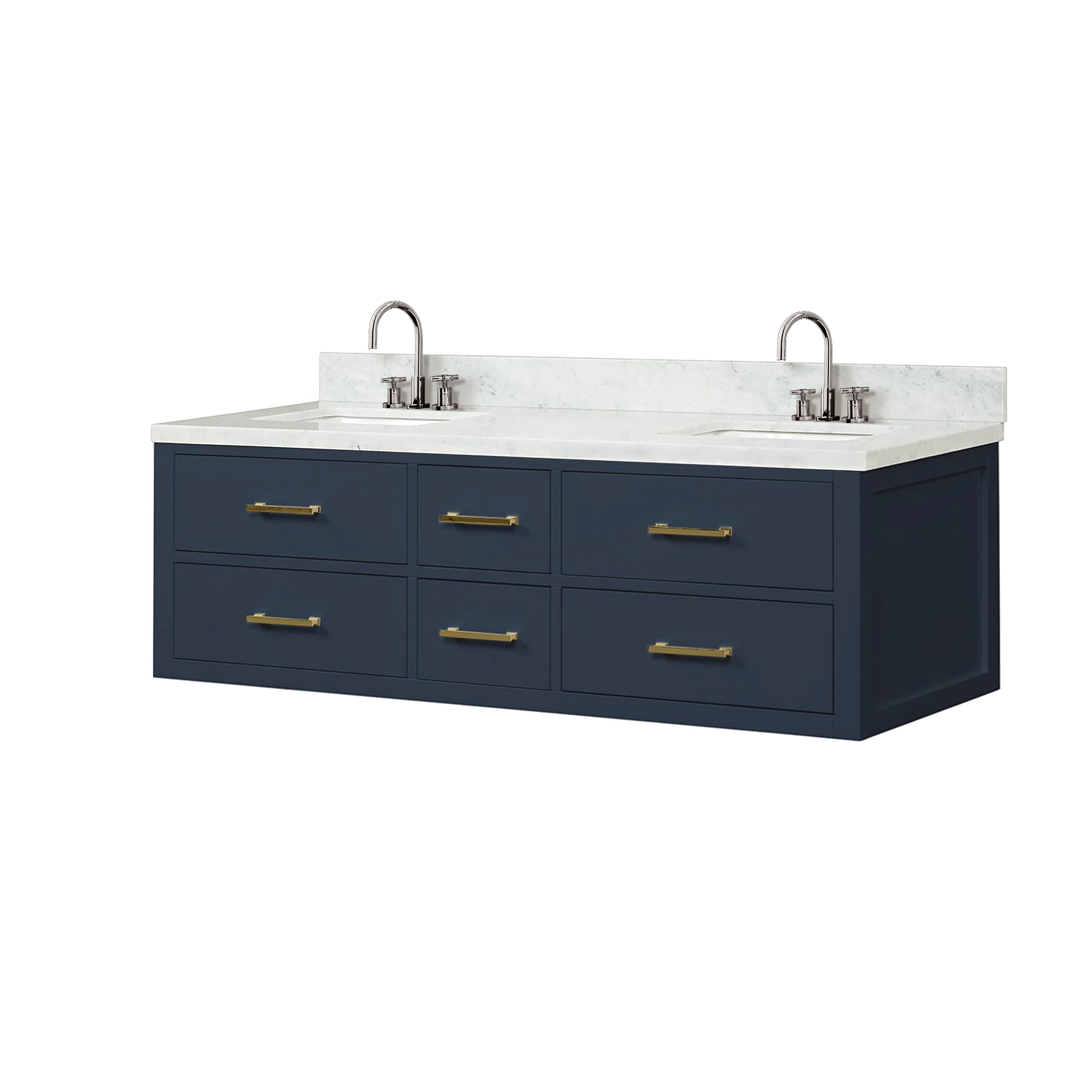 Castor 60 in W x 22 in D Blue Double Bath Vanity