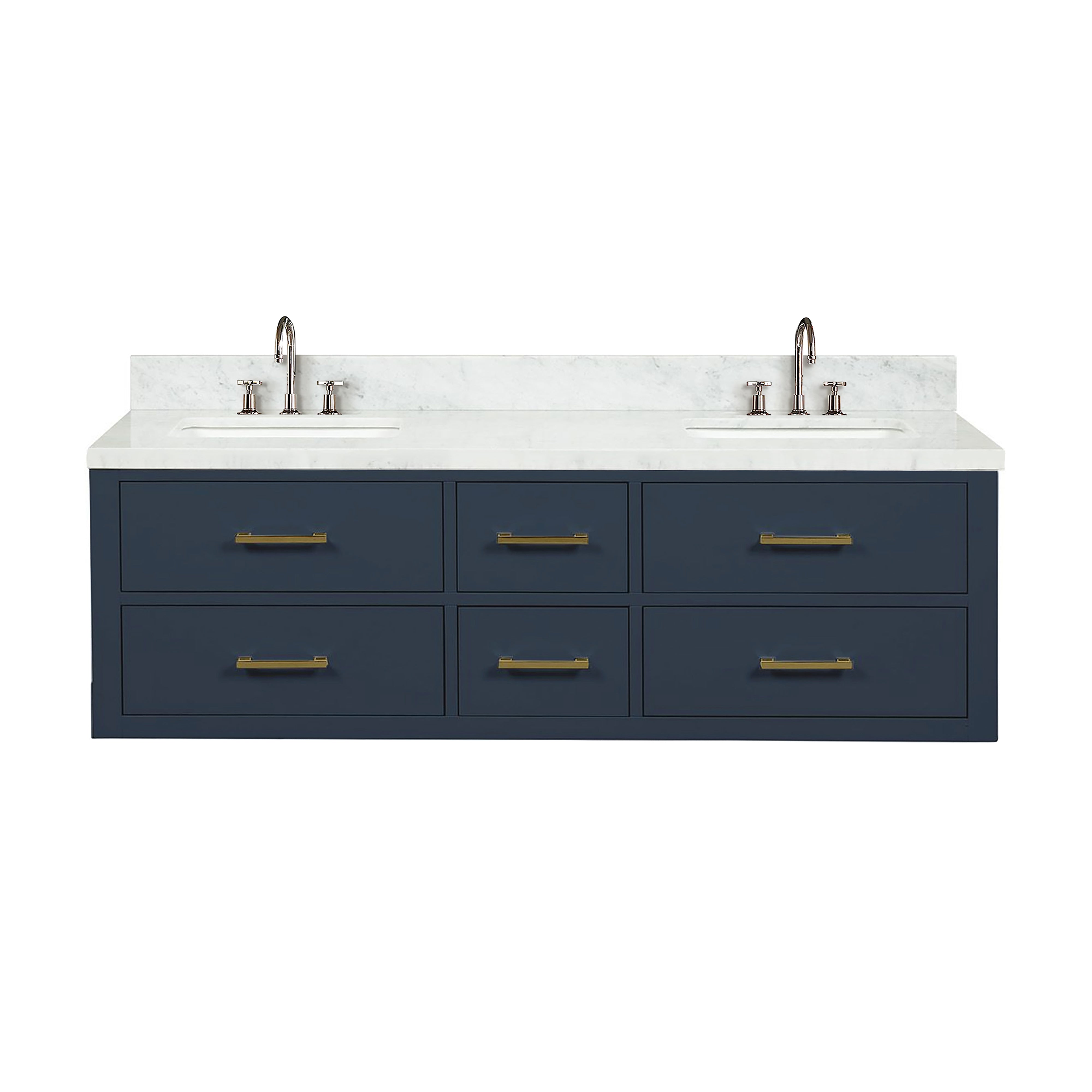 Castor 60 in W x 22 in D Blue Double Bath Vanity