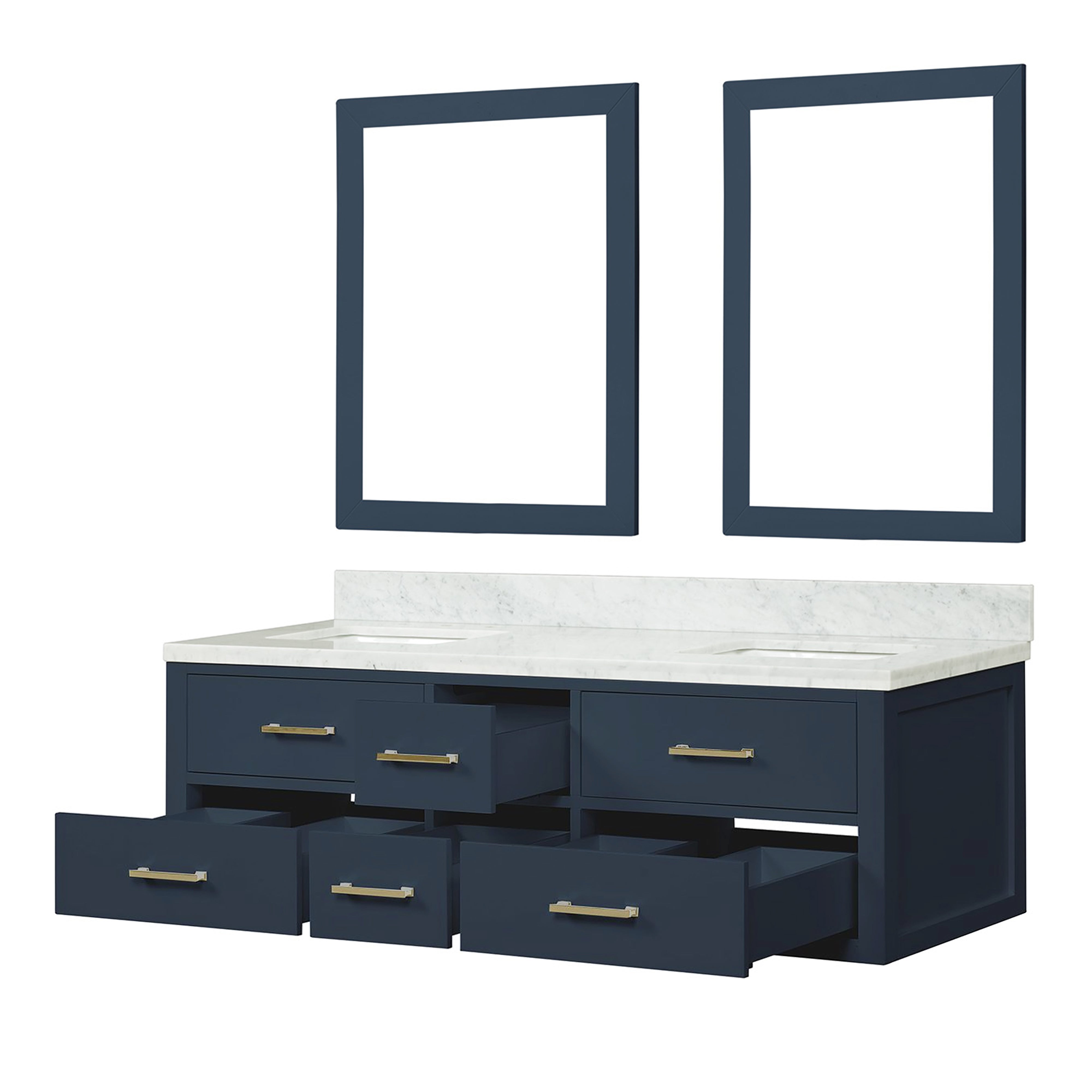 Castor 60 in W x 22 in D Blue Double Bath Vanity