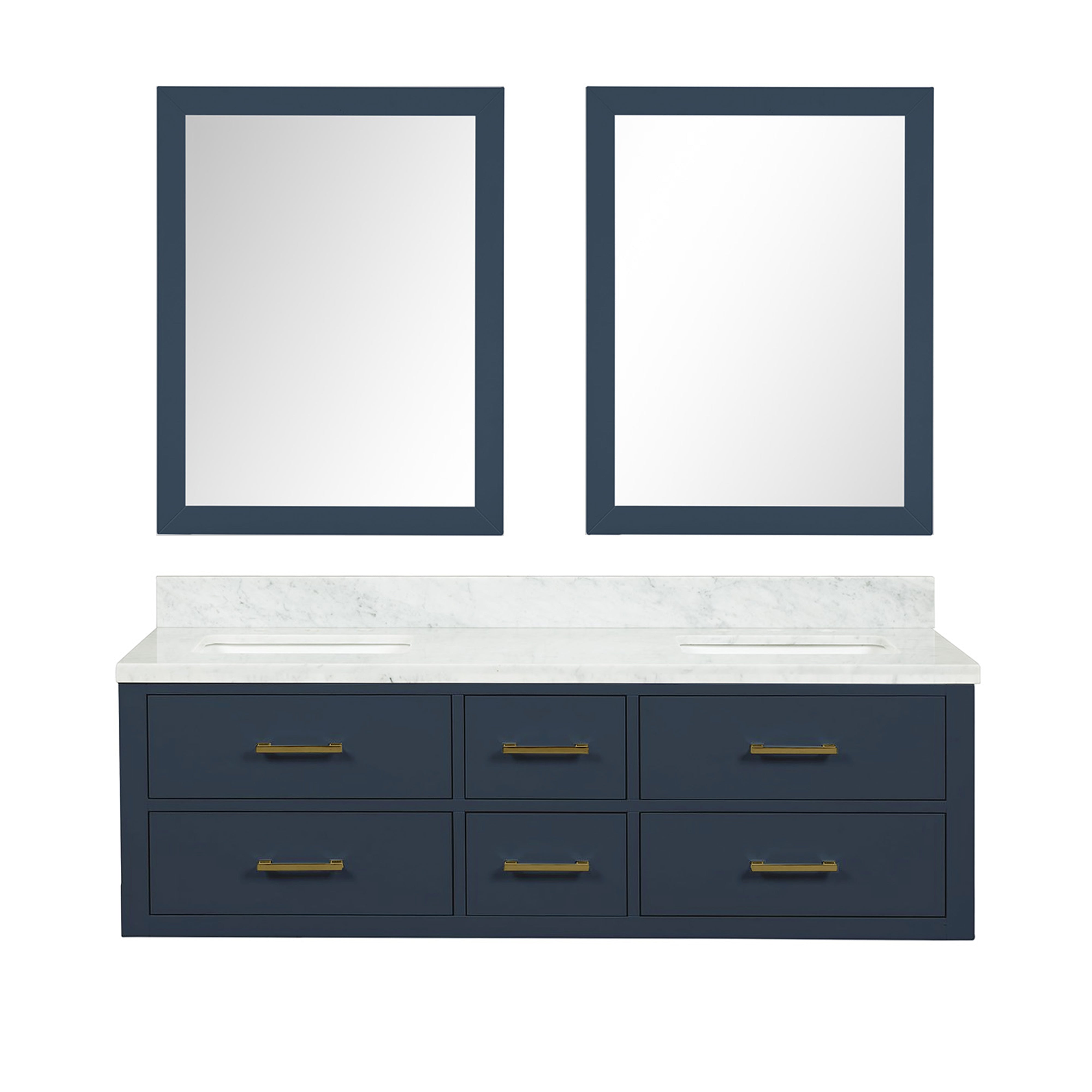 Castor 60 in W x 22 in D Blue Double Bath Vanity
