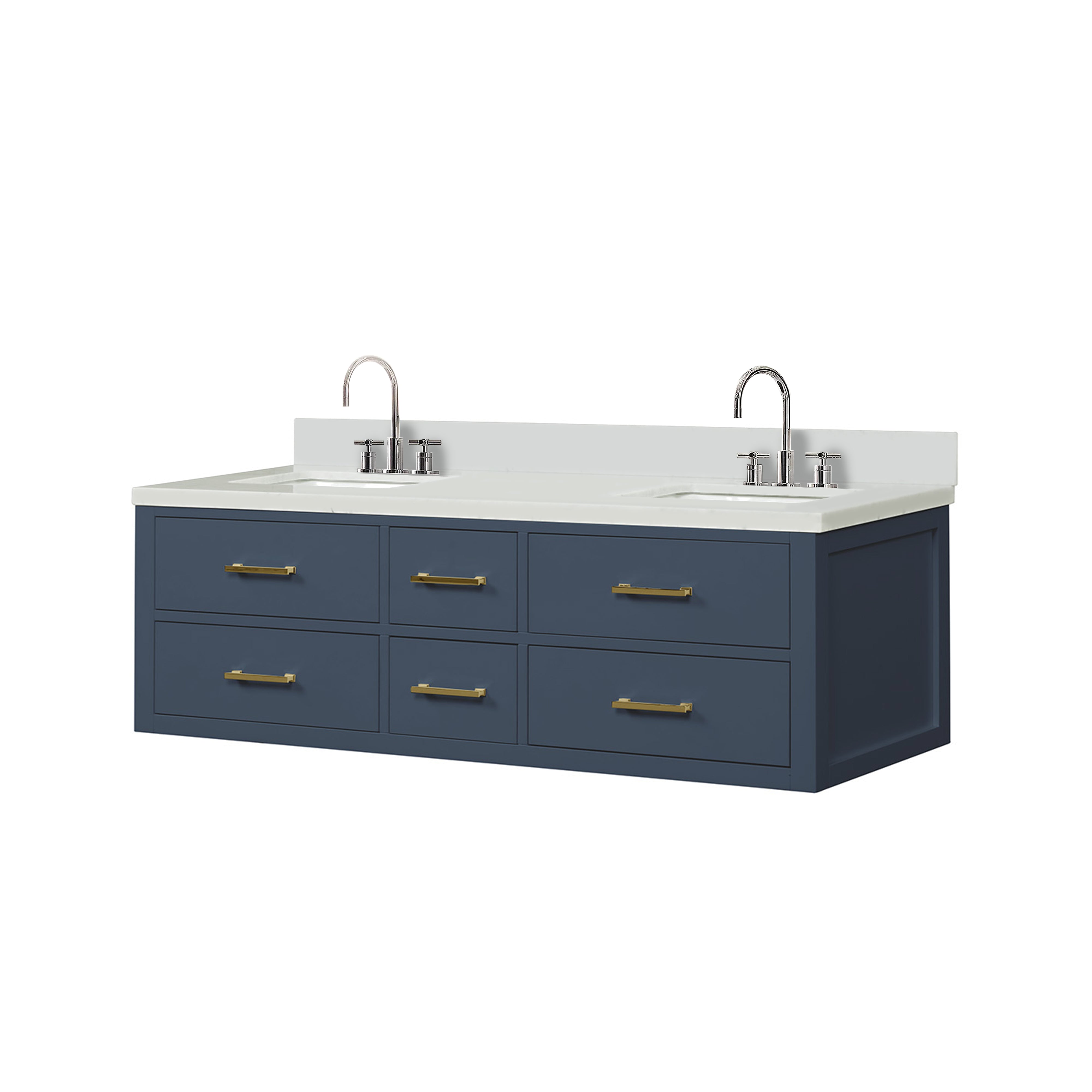 Castor 60 in W x 22 in D Blue Double Bath Vanity