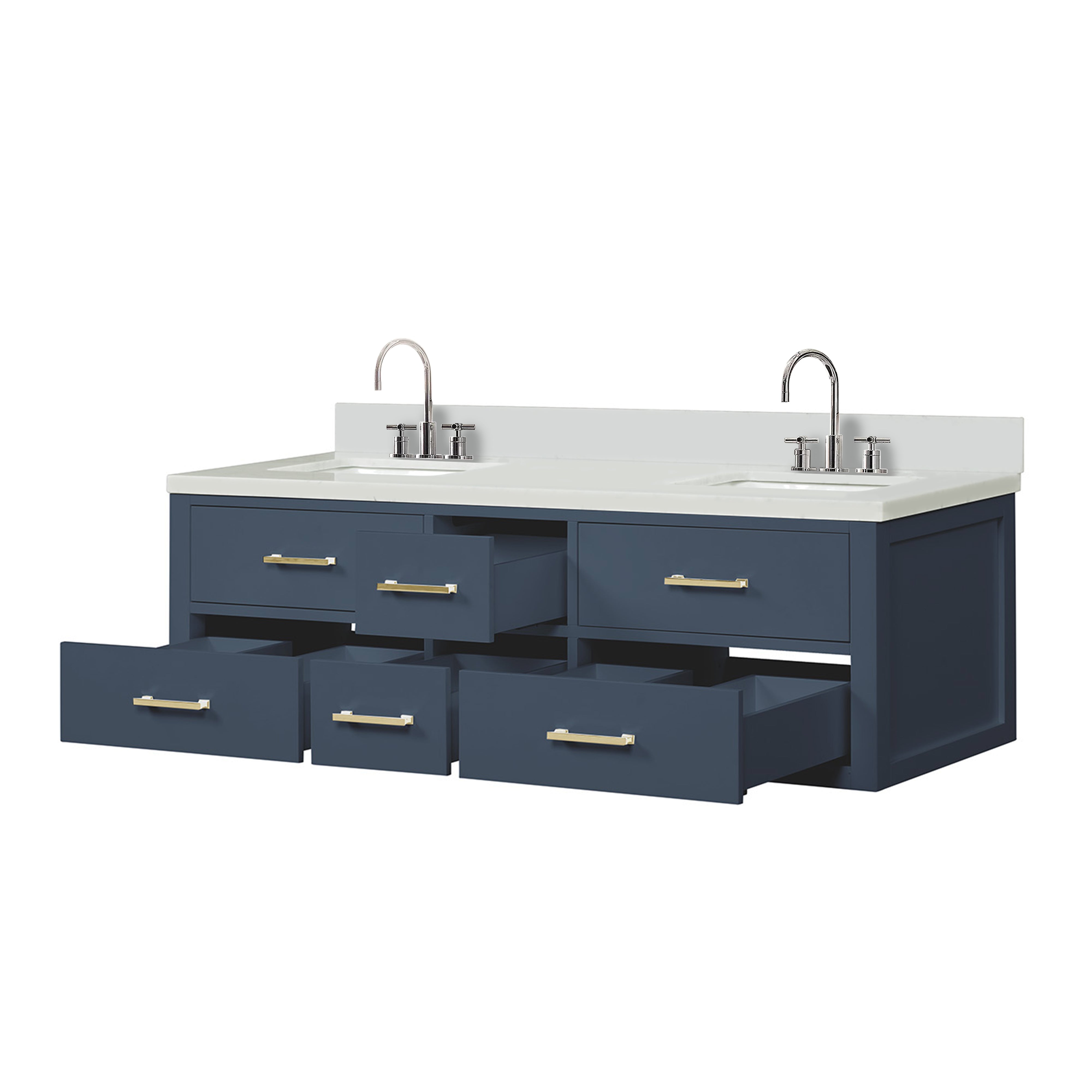 Castor 60 in W x 22 in D Blue Double Bath Vanity