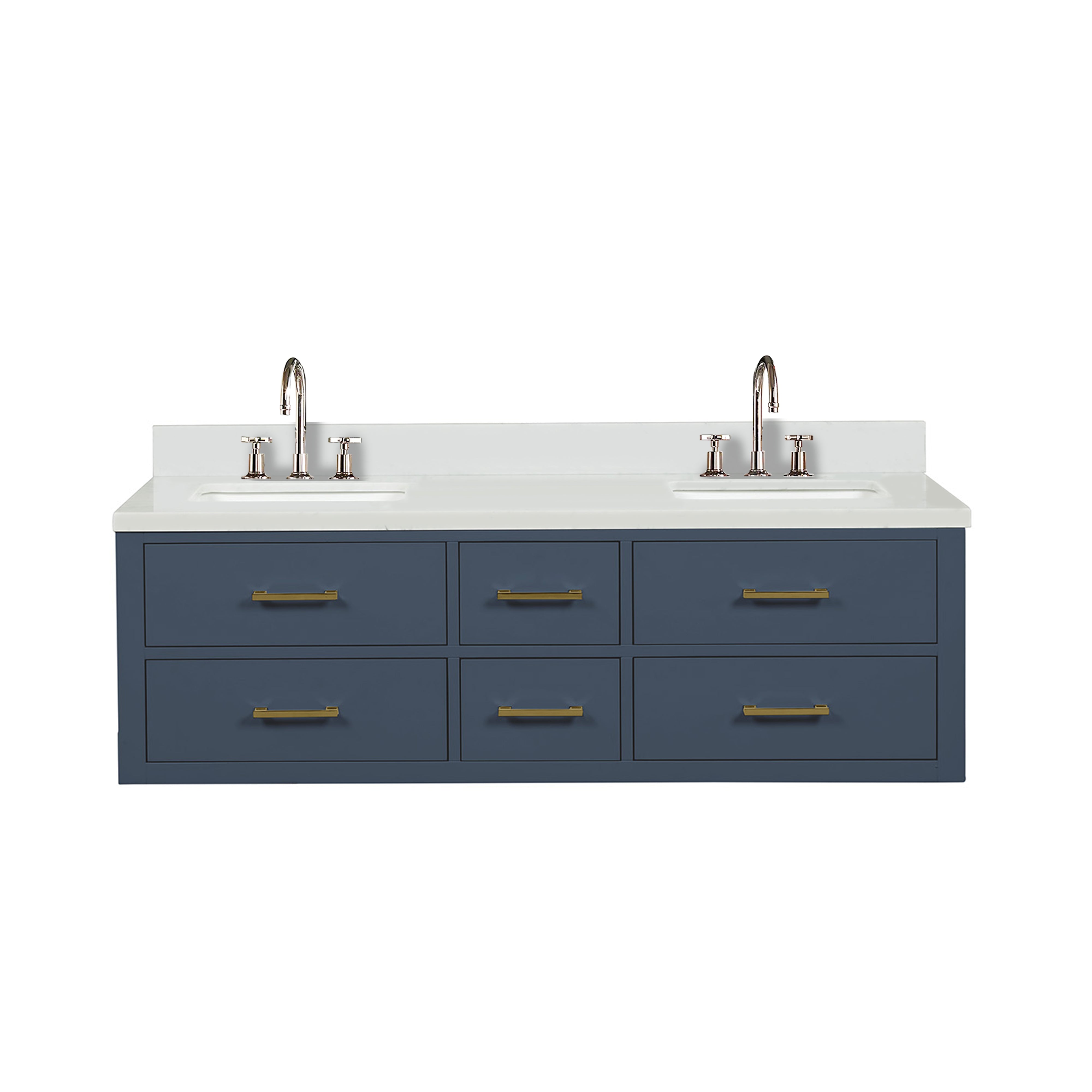 Castor 60 in W x 22 in D Blue Double Bath Vanity