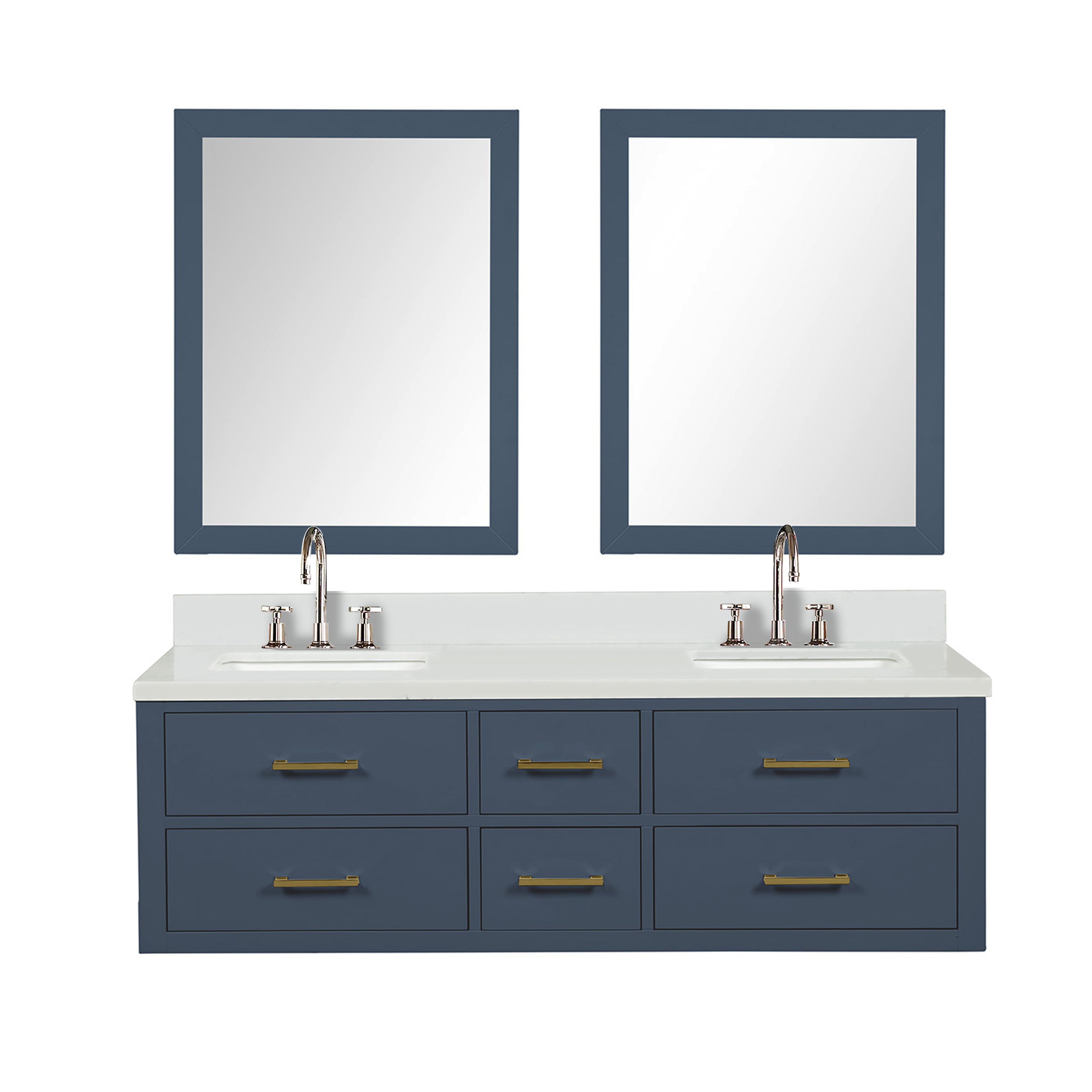 Castor 60 in W x 22 in D Blue Double Bath Vanity