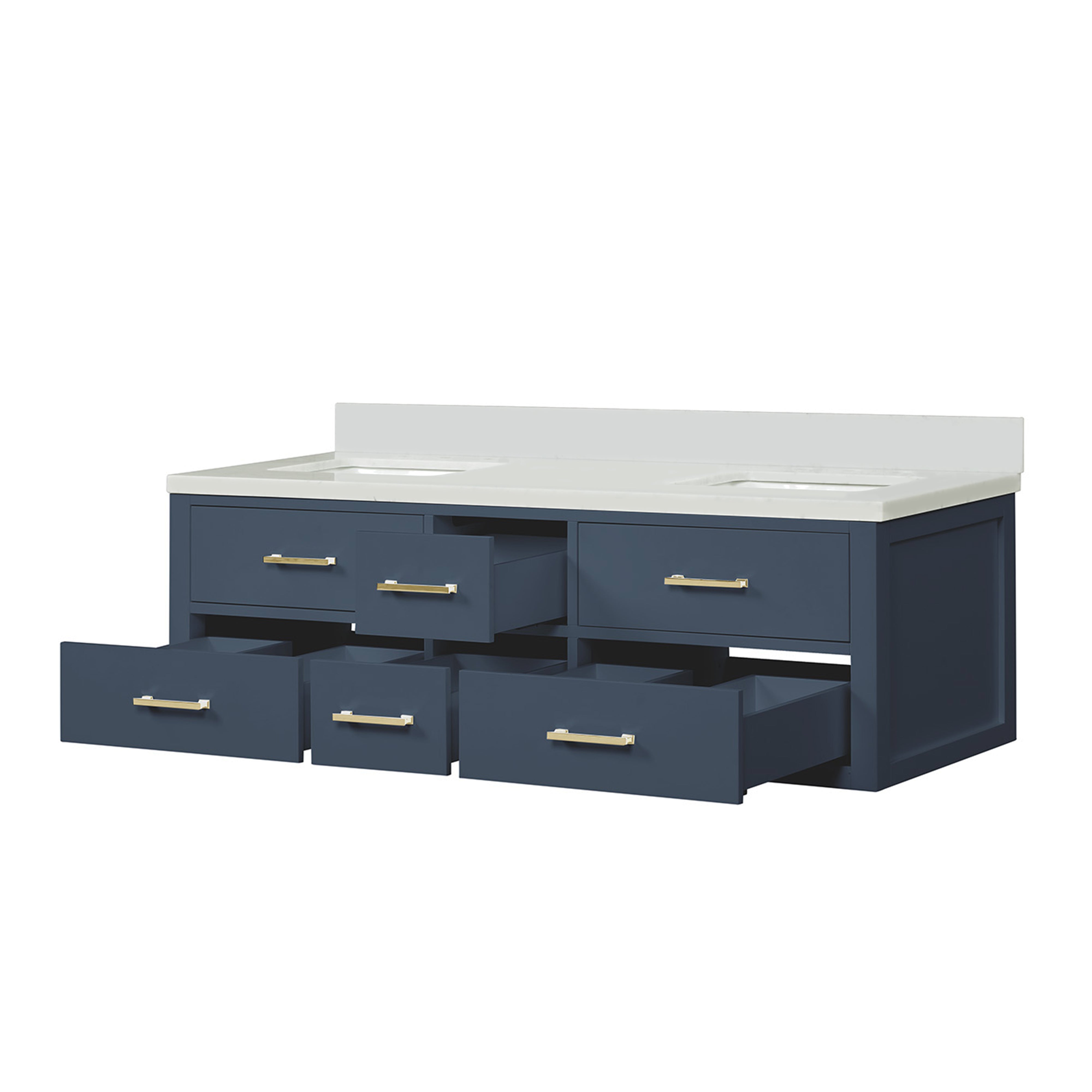 Castor 60 in W x 22 in D Blue Double Bath Vanity