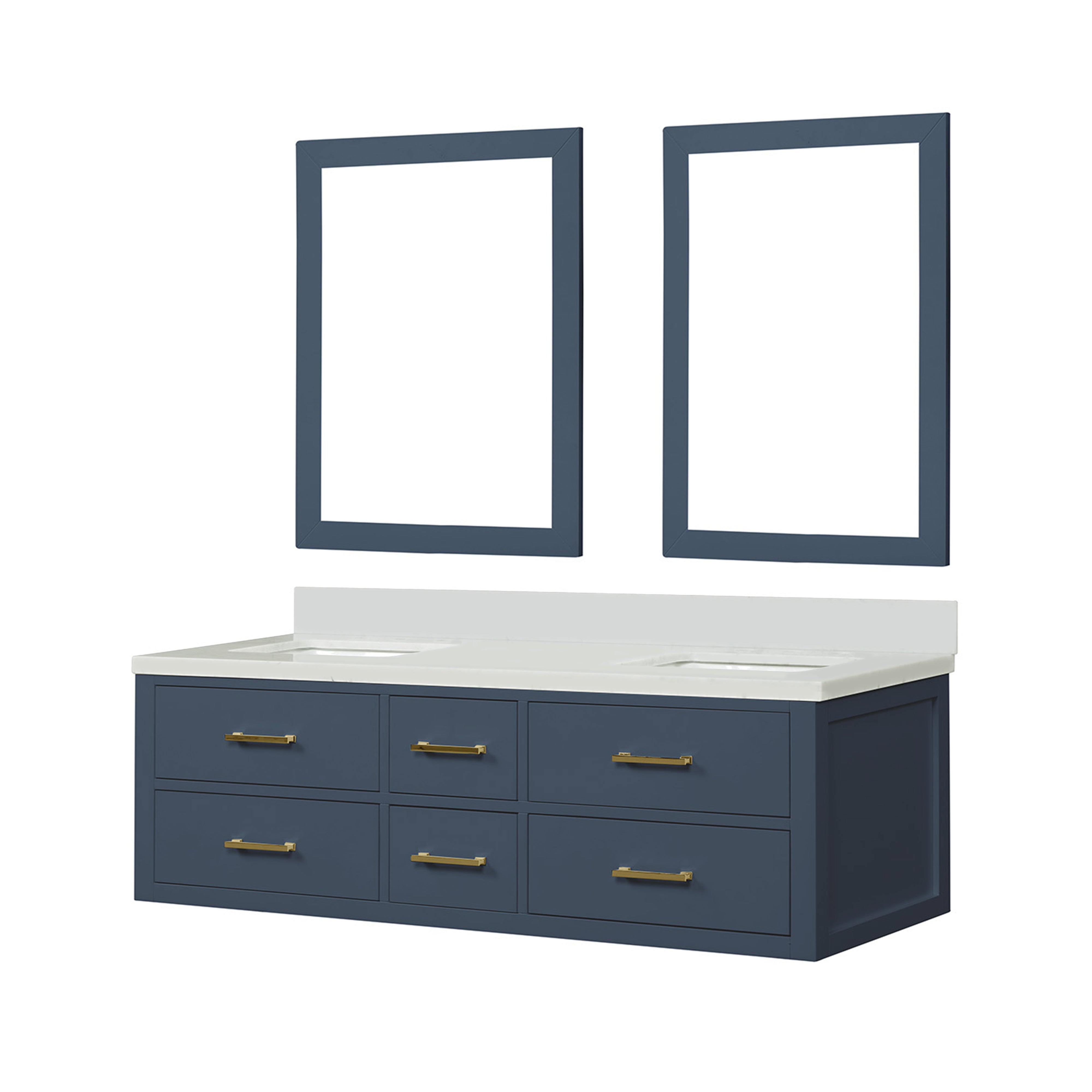 Castor 60 in W x 22 in D Blue Double Bath Vanity