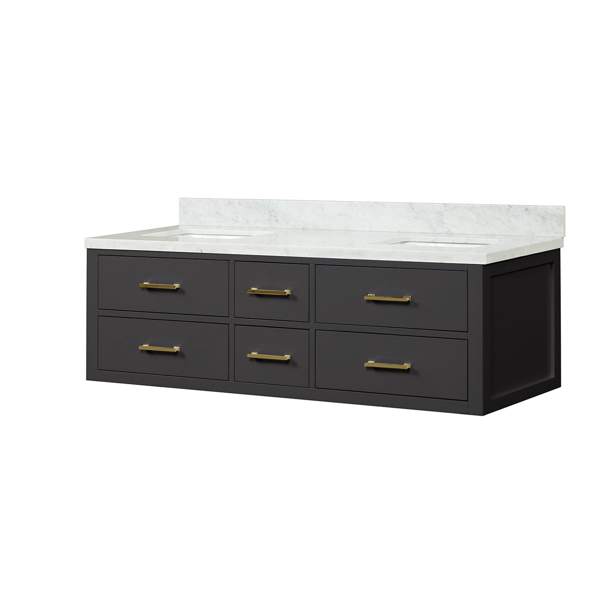 Castor 60 in W x 22 in D Black Double Bath Vanity