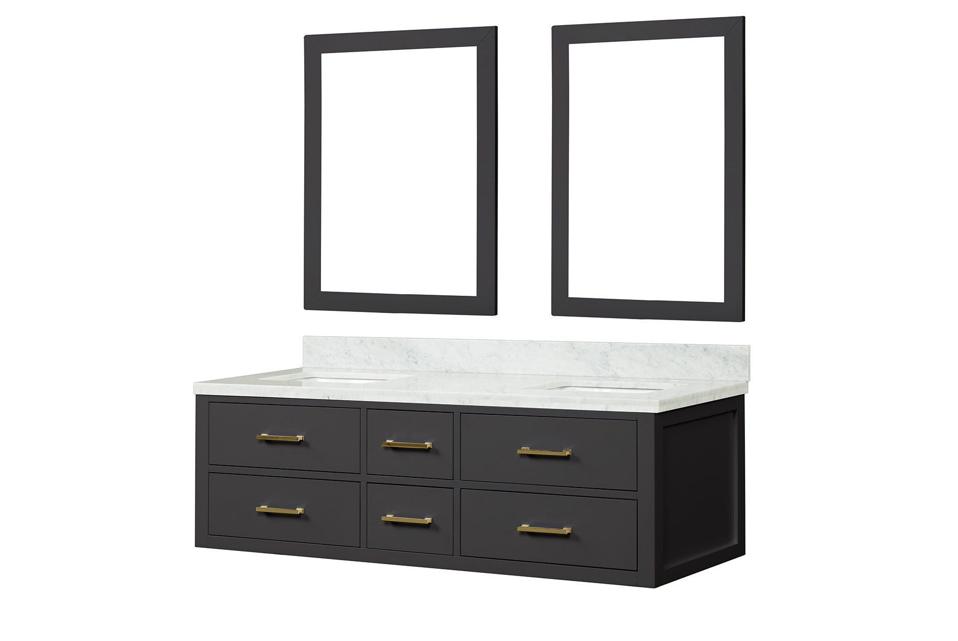 Castor 60 in W x 22 in D Black Double Bath Vanity