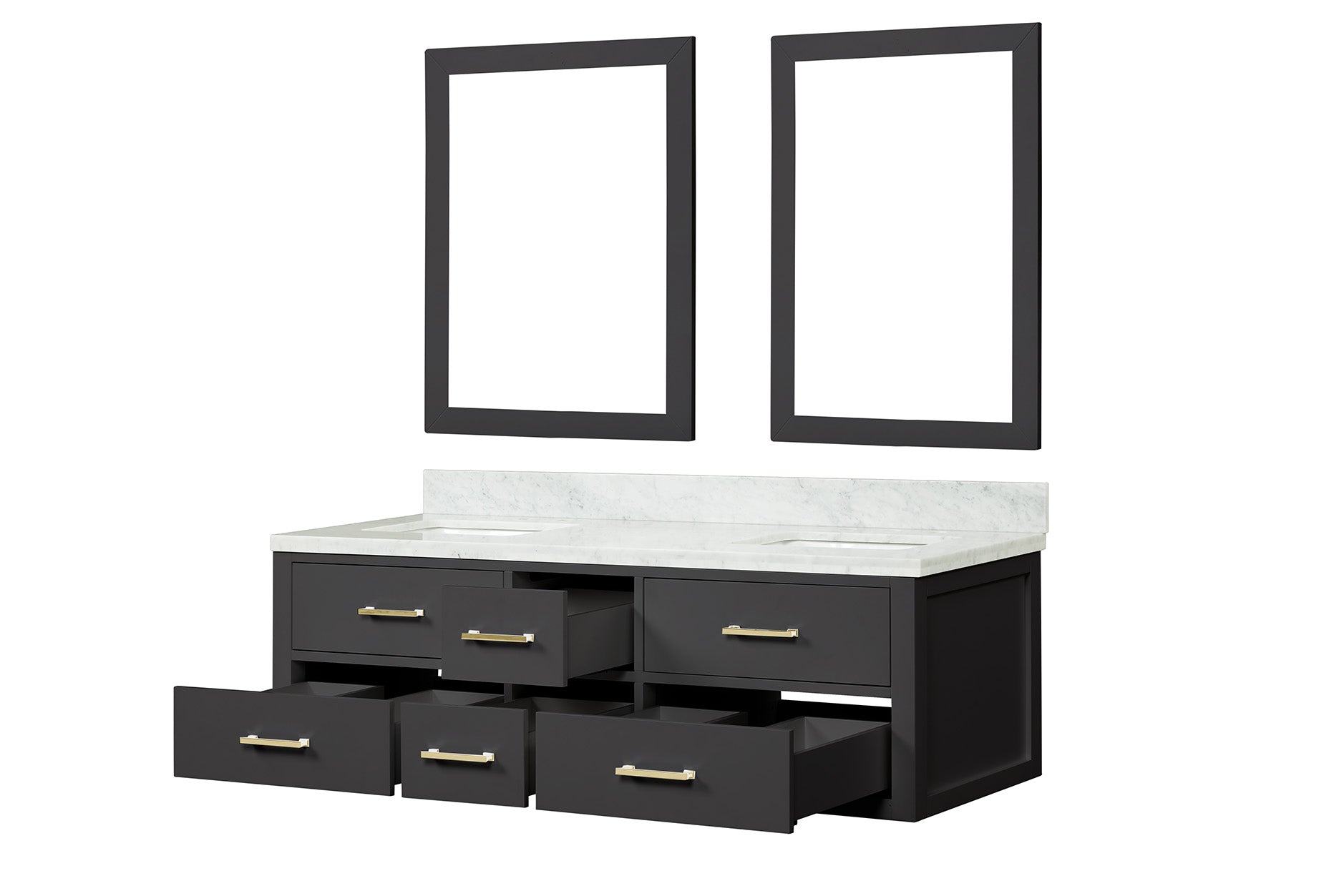 Castor 60 in W x 22 in D Black Double Bath Vanity