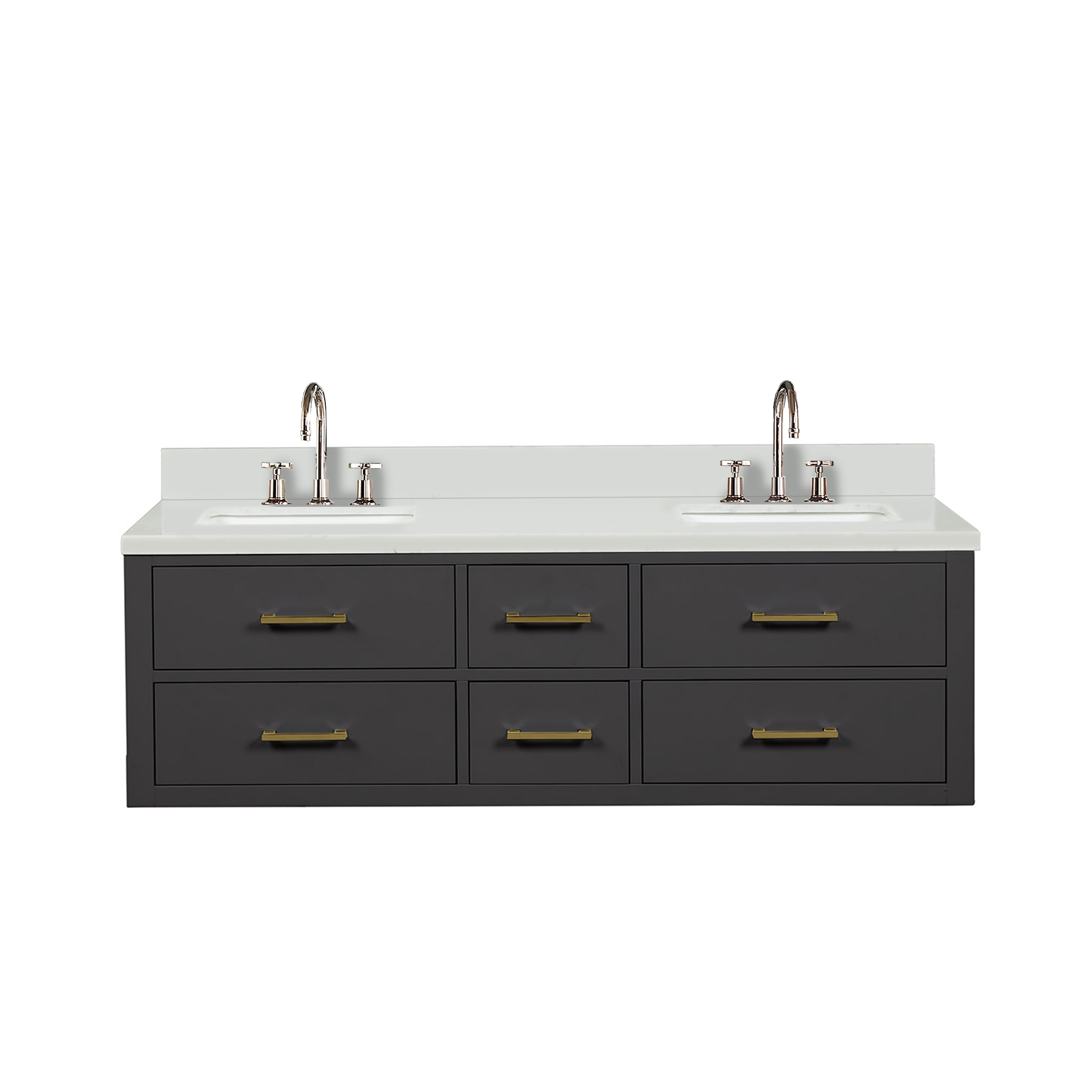 Castor 60 in W x 22 in D Black Double Bath Vanity