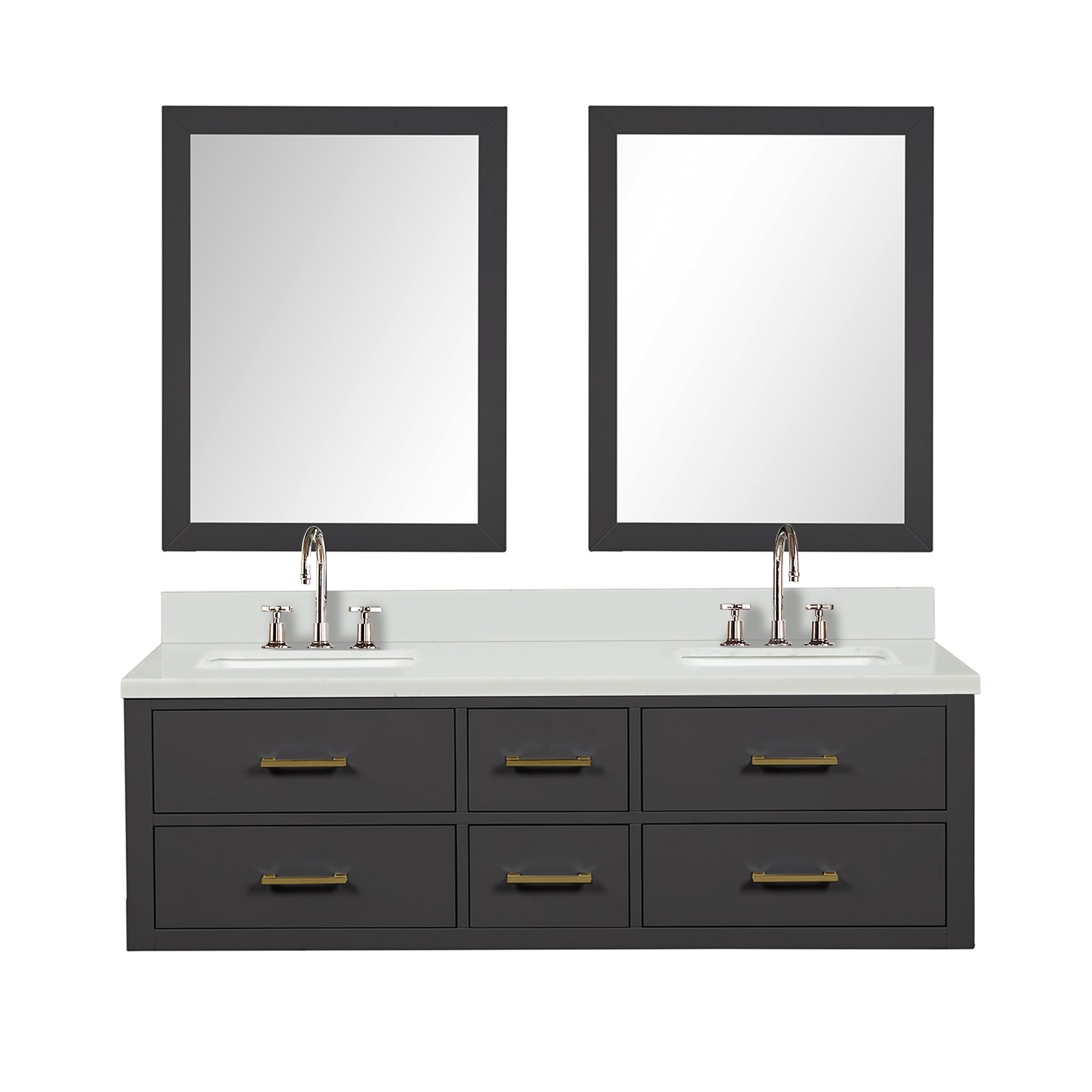 Castor 60 in W x 22 in D Black Double Bath Vanity