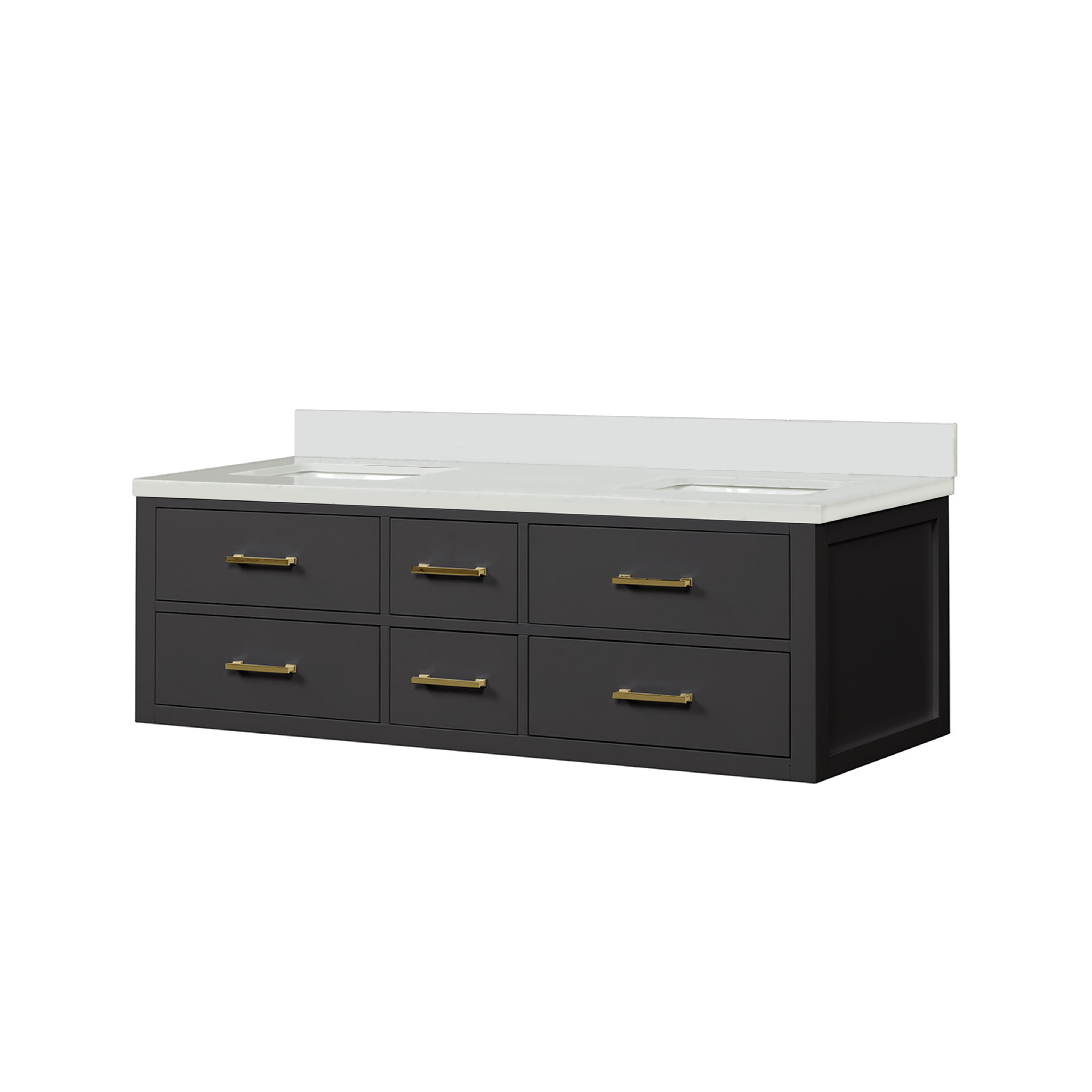 Castor 60 in W x 22 in D Black Double Bath Vanity