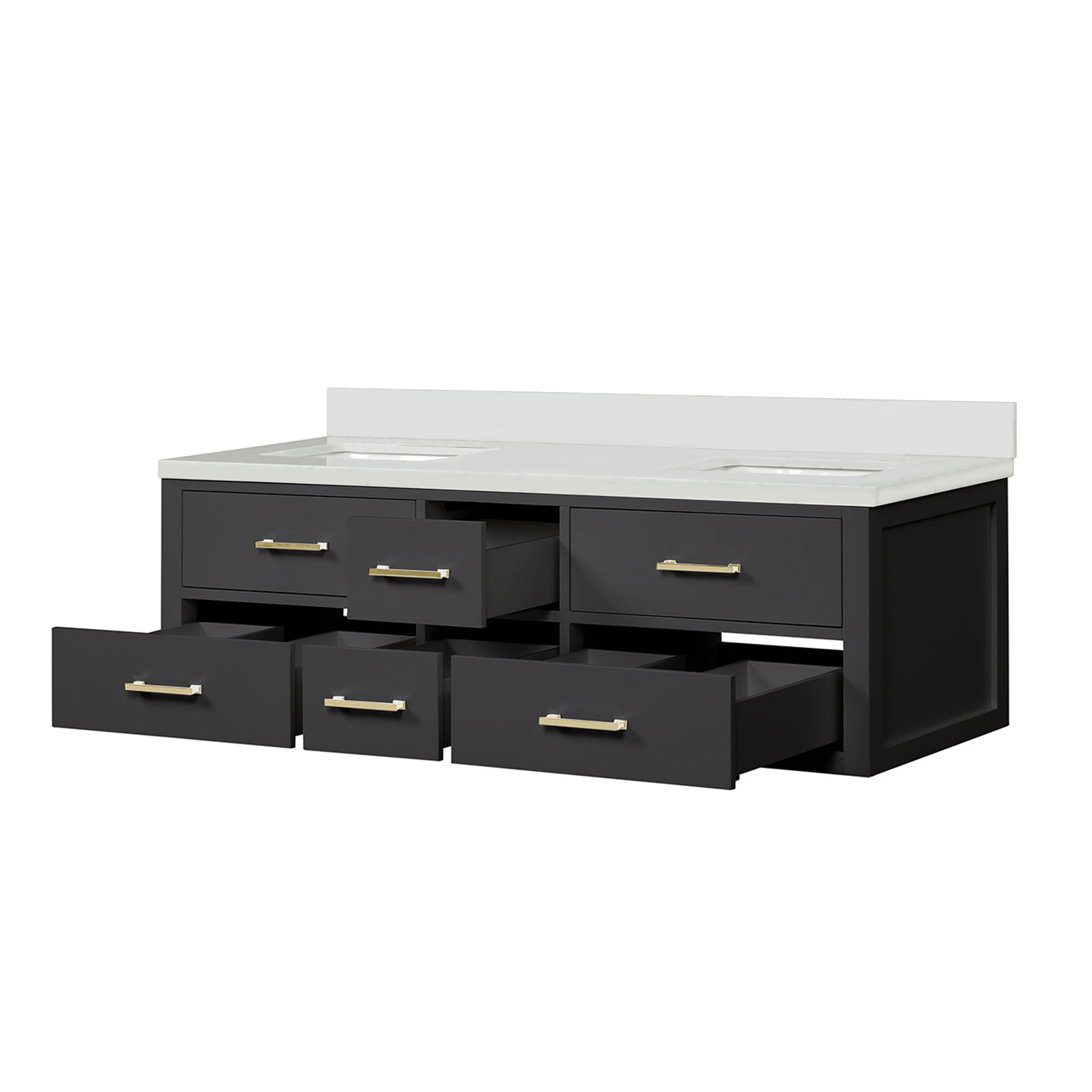 Castor 60 in W x 22 in D Black Double Bath Vanity