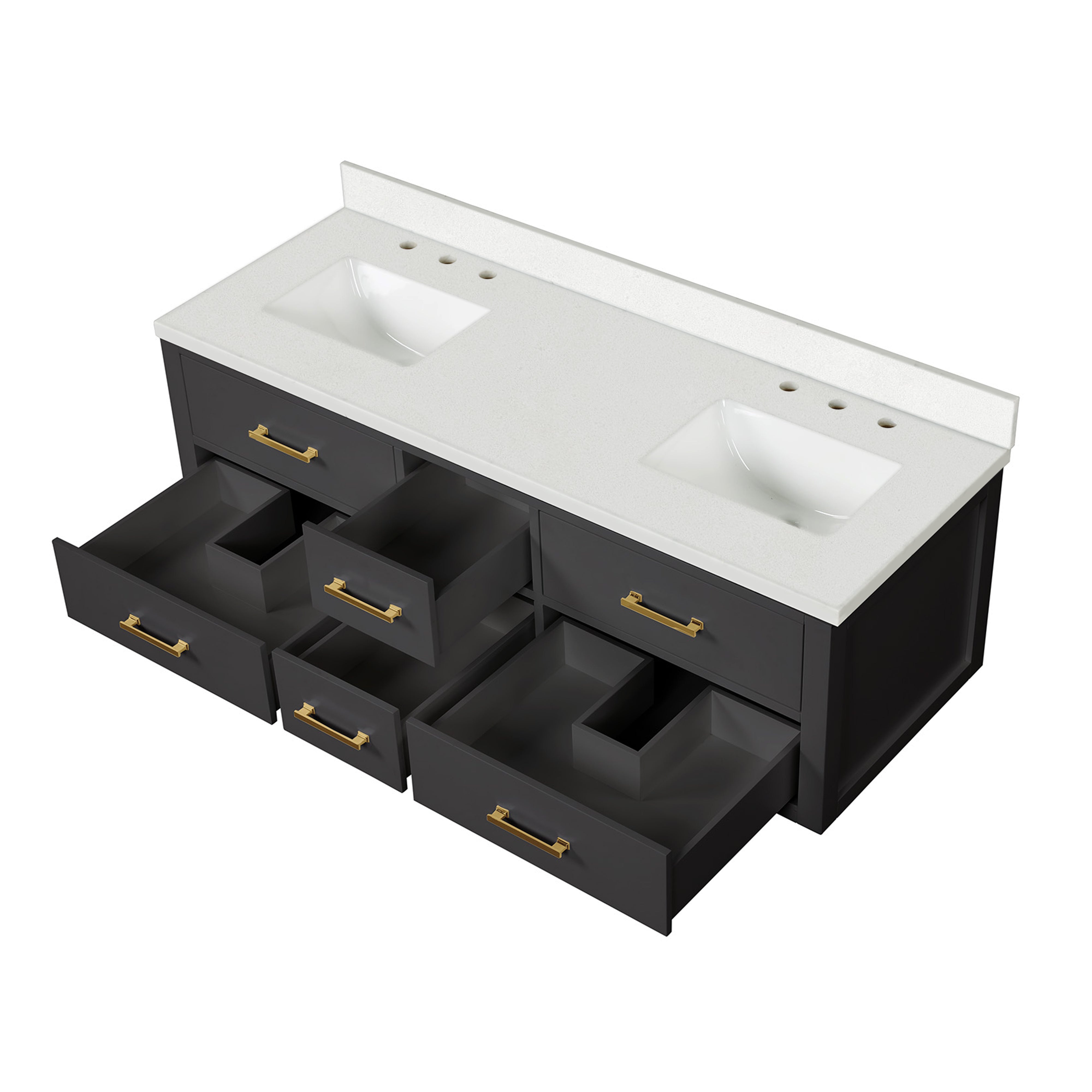 Castor 60 in W x 22 in D Black Double Bath Vanity
