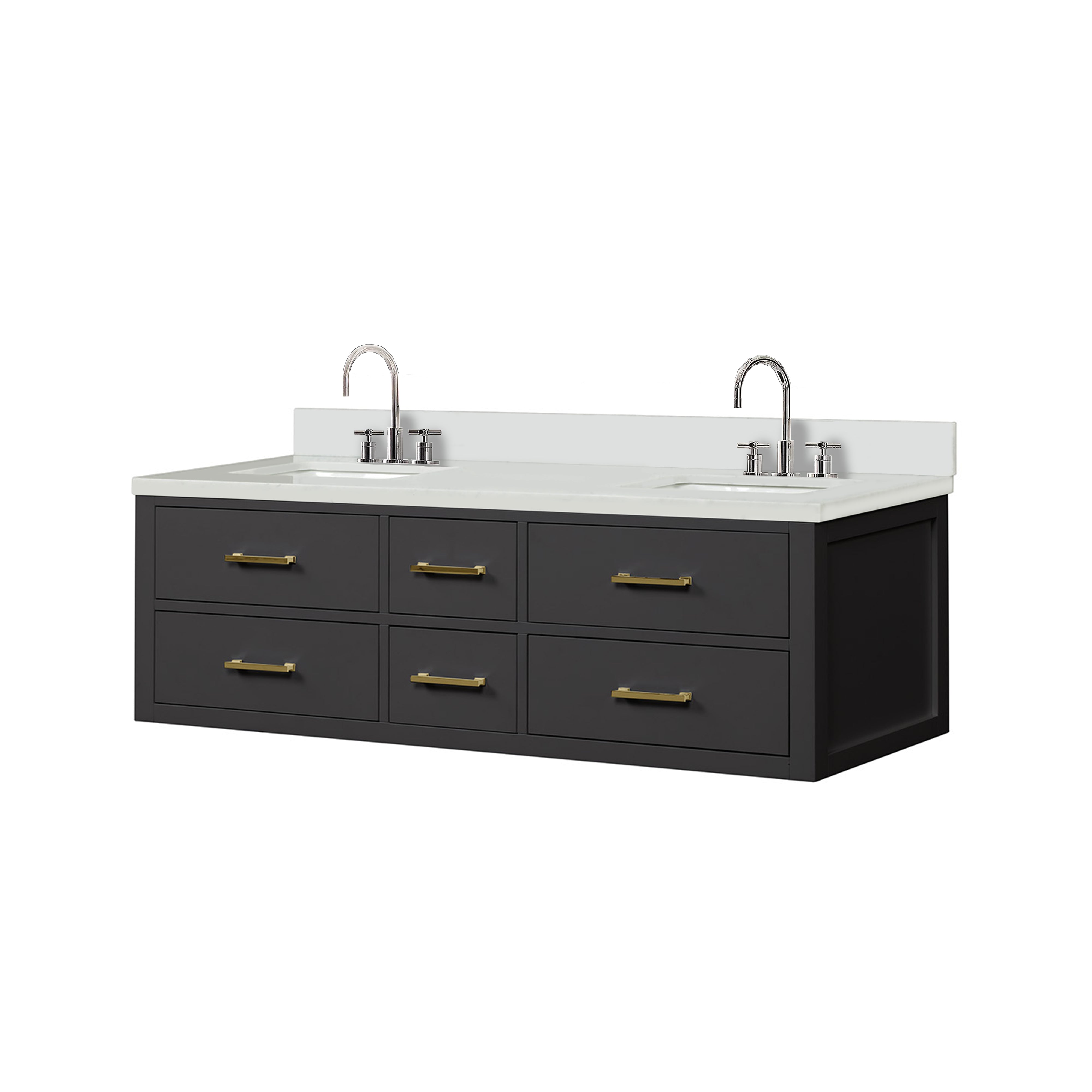 Castor 60 in W x 22 in D Black Double Bath Vanity